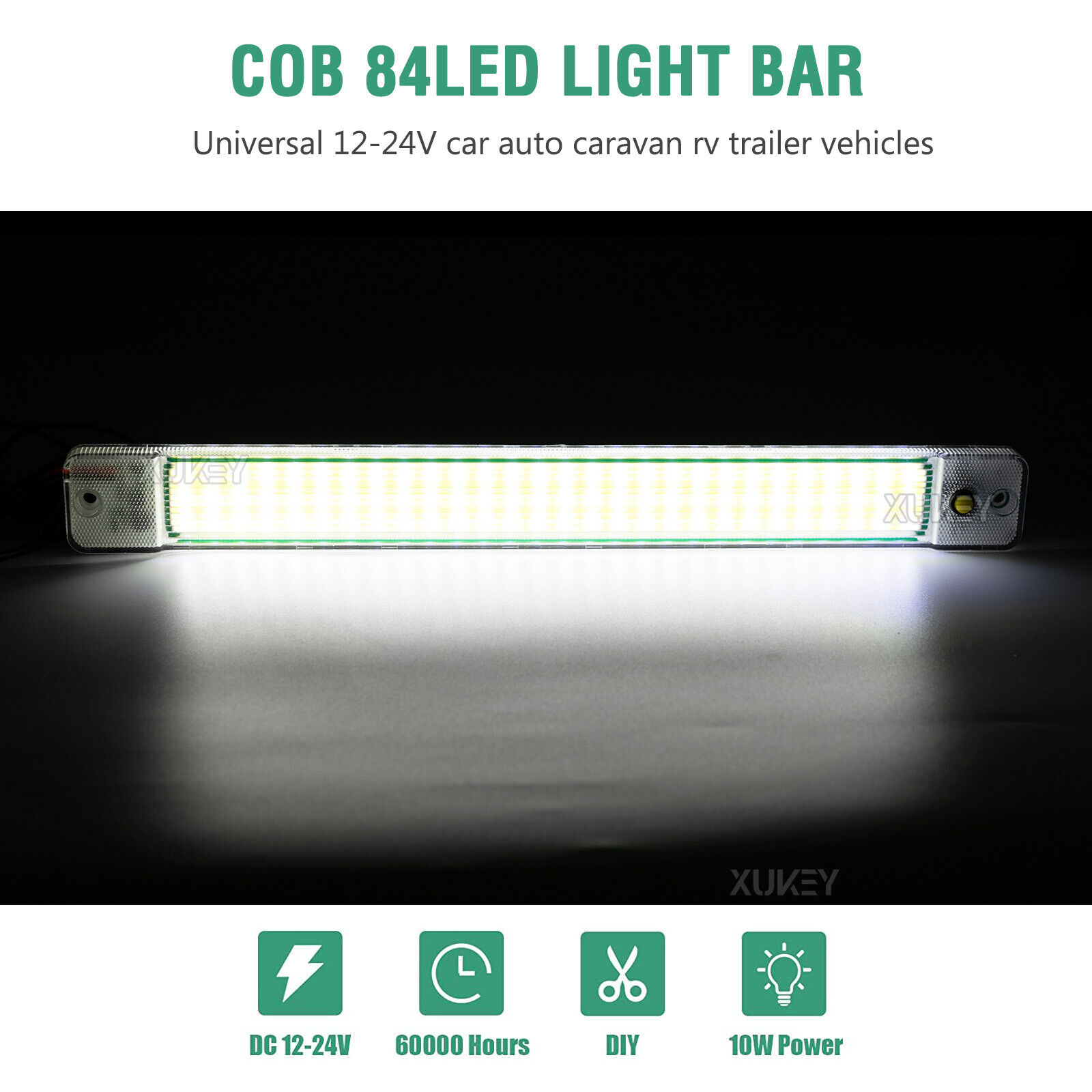 2x 12-24VTrailer Camper Caravan RV Roof Ceiling Dome Interior Light Bar Strip