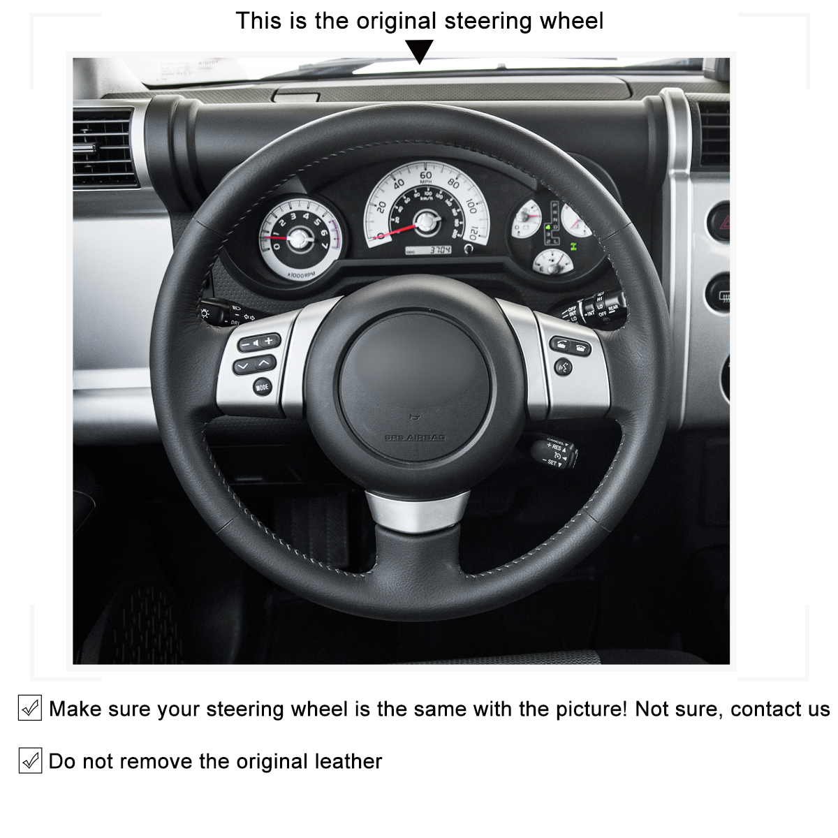 Mewant Handsewing Car Steering Wheel Cover for Toyota FJ Cruiser 2007 2008 2009 2010 2011 2012 2013-2014