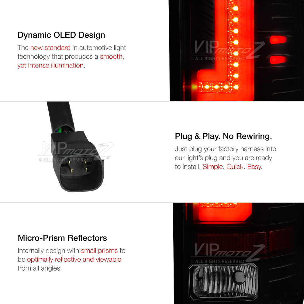 VIPMotoZ 2016-2018 GMC Sierra 1500 L-Shape Neon Tube LED Tail Lights - [Factory LED Taillamp Model] - Matte Black Housing, Smoke Lens, Driver & Passenger Side