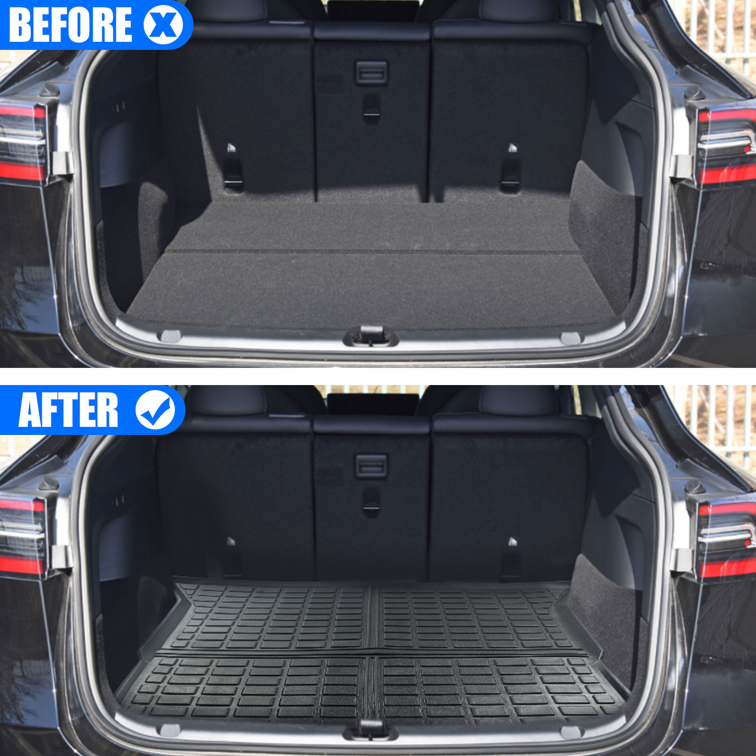 Cargo Liner Fit 2020 Tesla Model Y 7-Seat All Weather Rear Trunk Cover Cargo Tray Floor Mat for Tesla Model Y 2020 SUV Accessory , Black