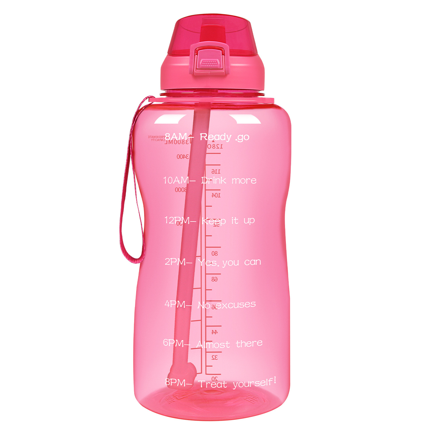 Plastic Water Bottle with Chug Lid and Carry Handle, Reusable, BPA Free, Dishwasher Safe, Perfect for Travel and Gym | 54oz