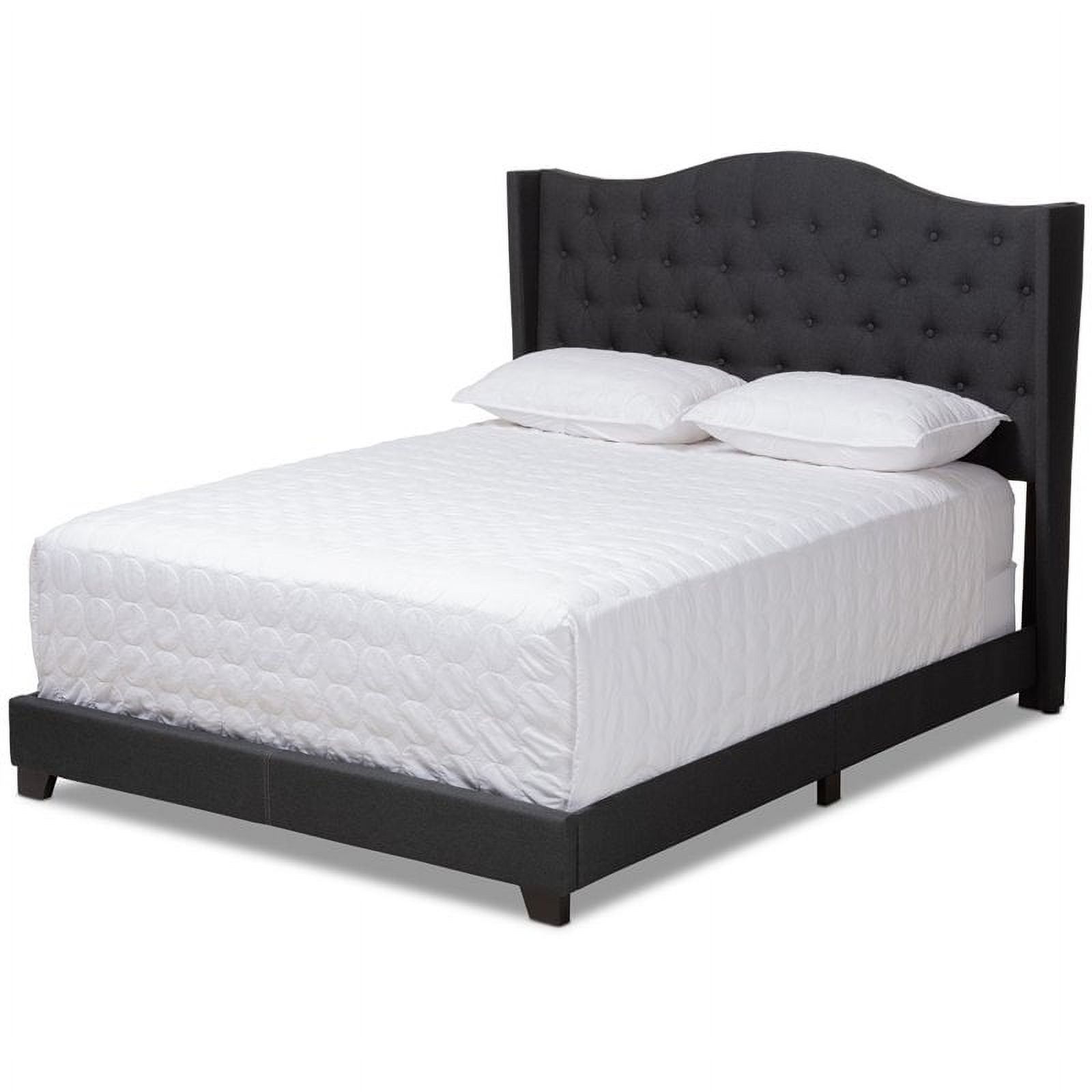 Bowery Hill Fabric Tufted Full Bed in Charcoal Grey