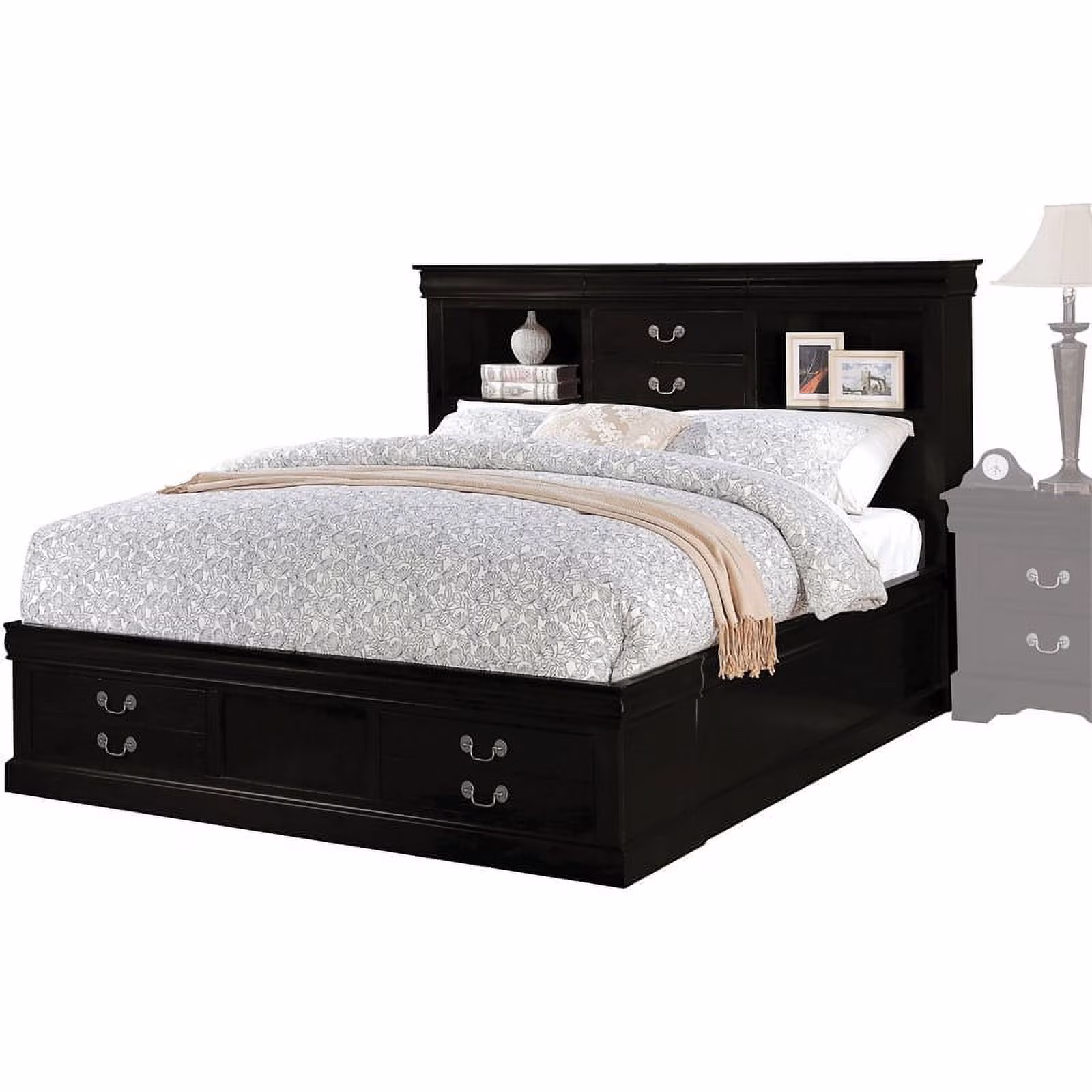 Bowery Hill Traditional / Modern wood Queen Bed in Black Finish
