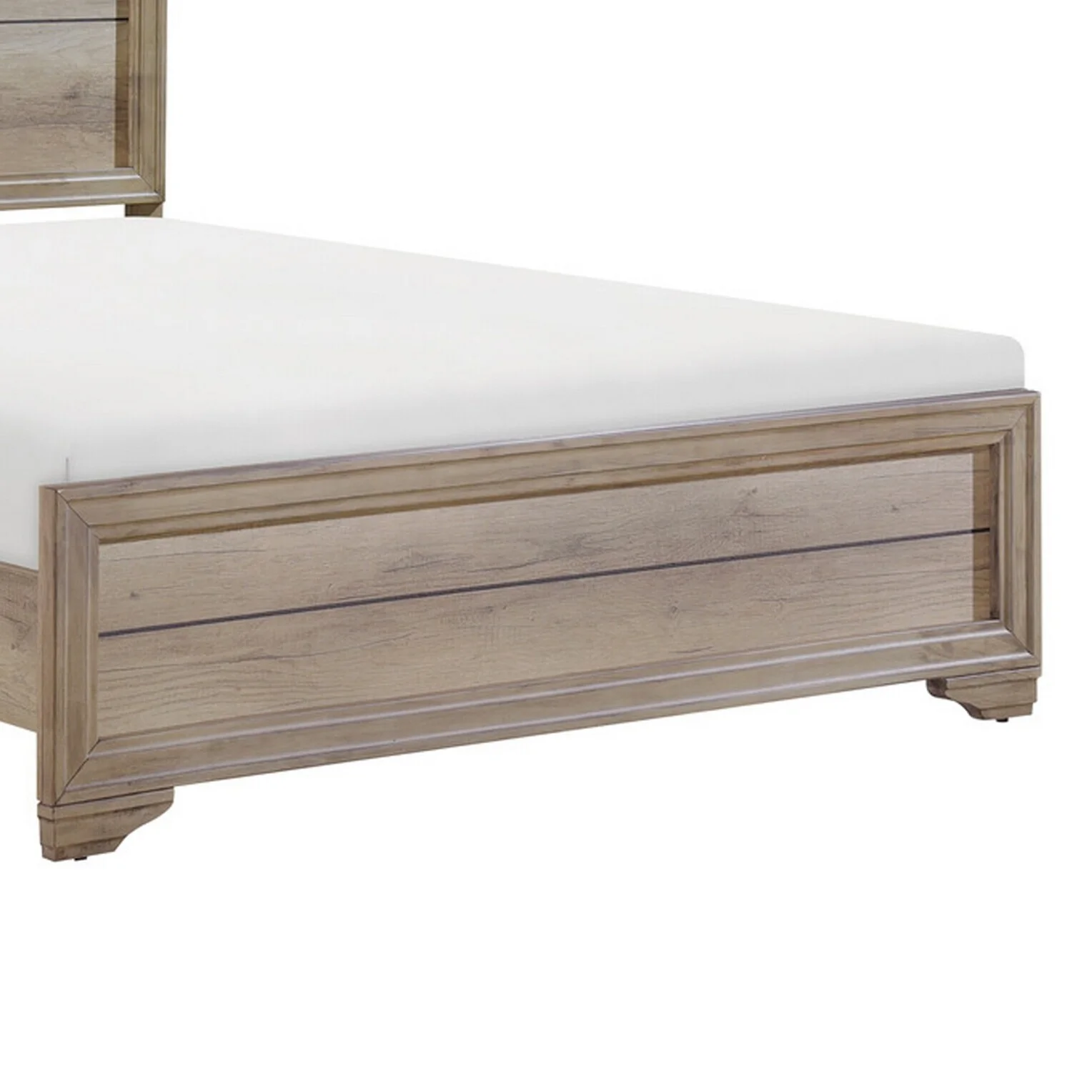 Maykoosh French Country Queen Bed, Rustic Wood Panel Headboard, Natural Brown Finish