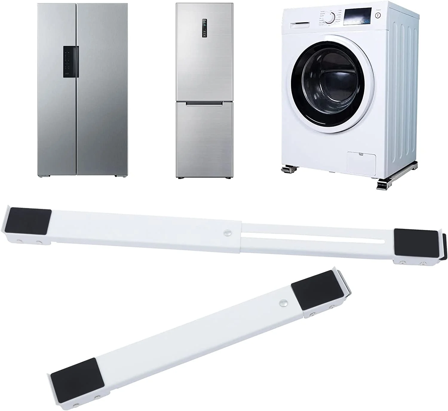 Miumaeov Adjustable Mini Fridge Stand Mobile Washing Machine Base Stand Non-Slip Mat