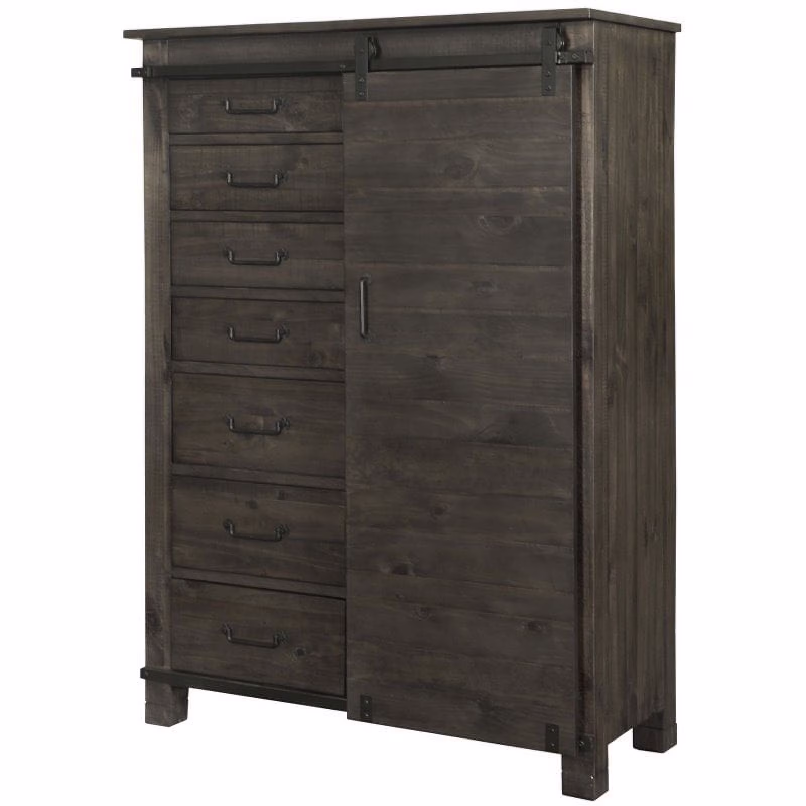 Beaumont Lane Transitional 7 Drawer Door Wood Chest in Weathered Charcoal