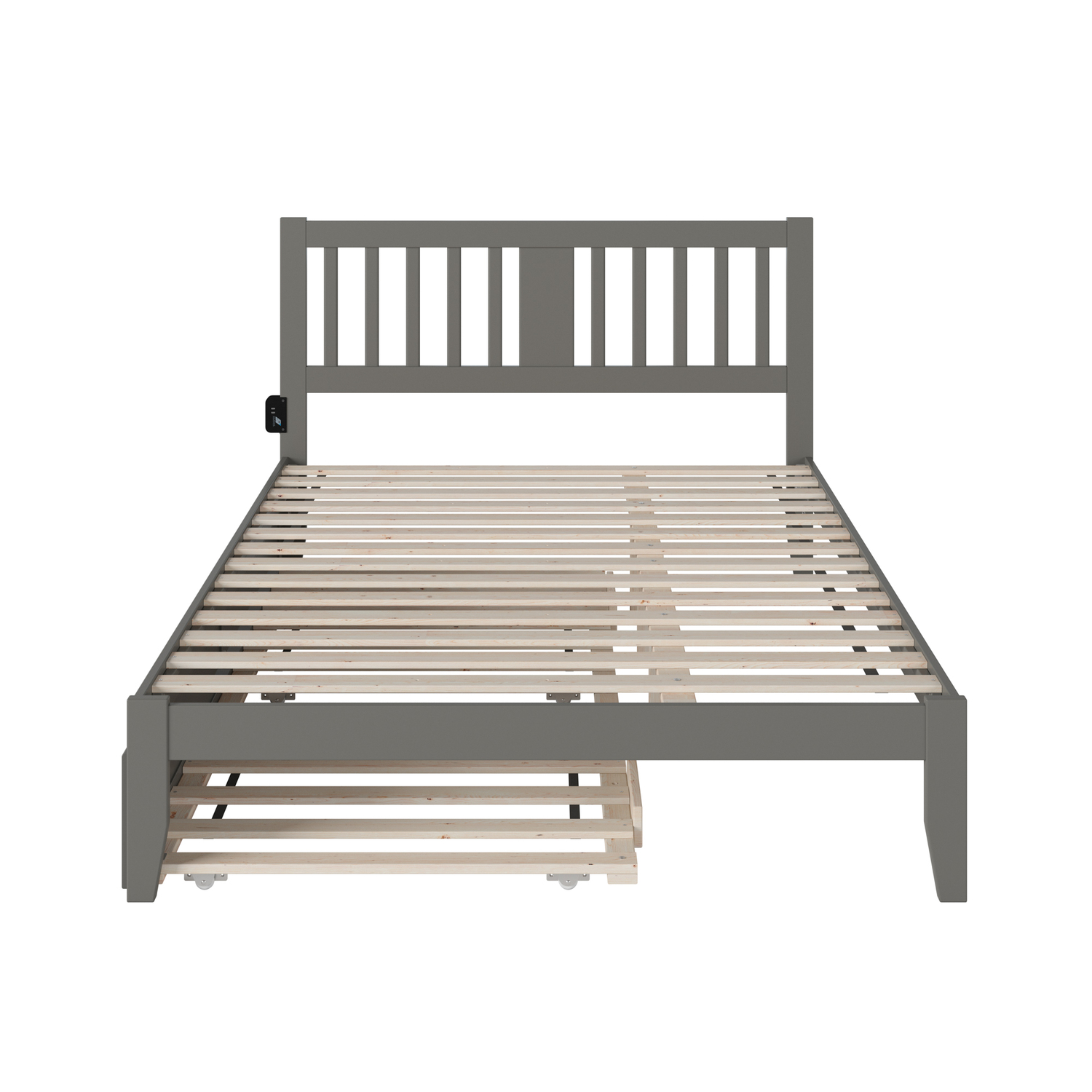 AFI Tahoe Queen Wood Spindle Bed and Trundle with USB Charger in Gray