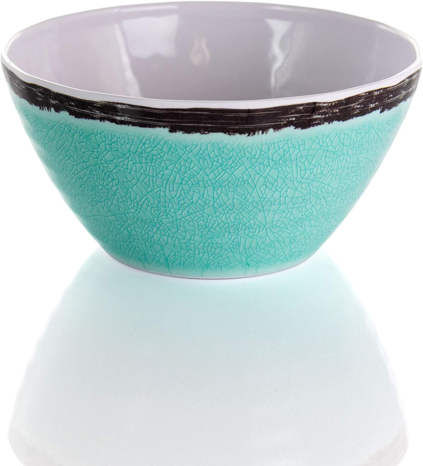 Lightweight Dinnerware Set, 12 Piece, Turquoise And Dark Trim