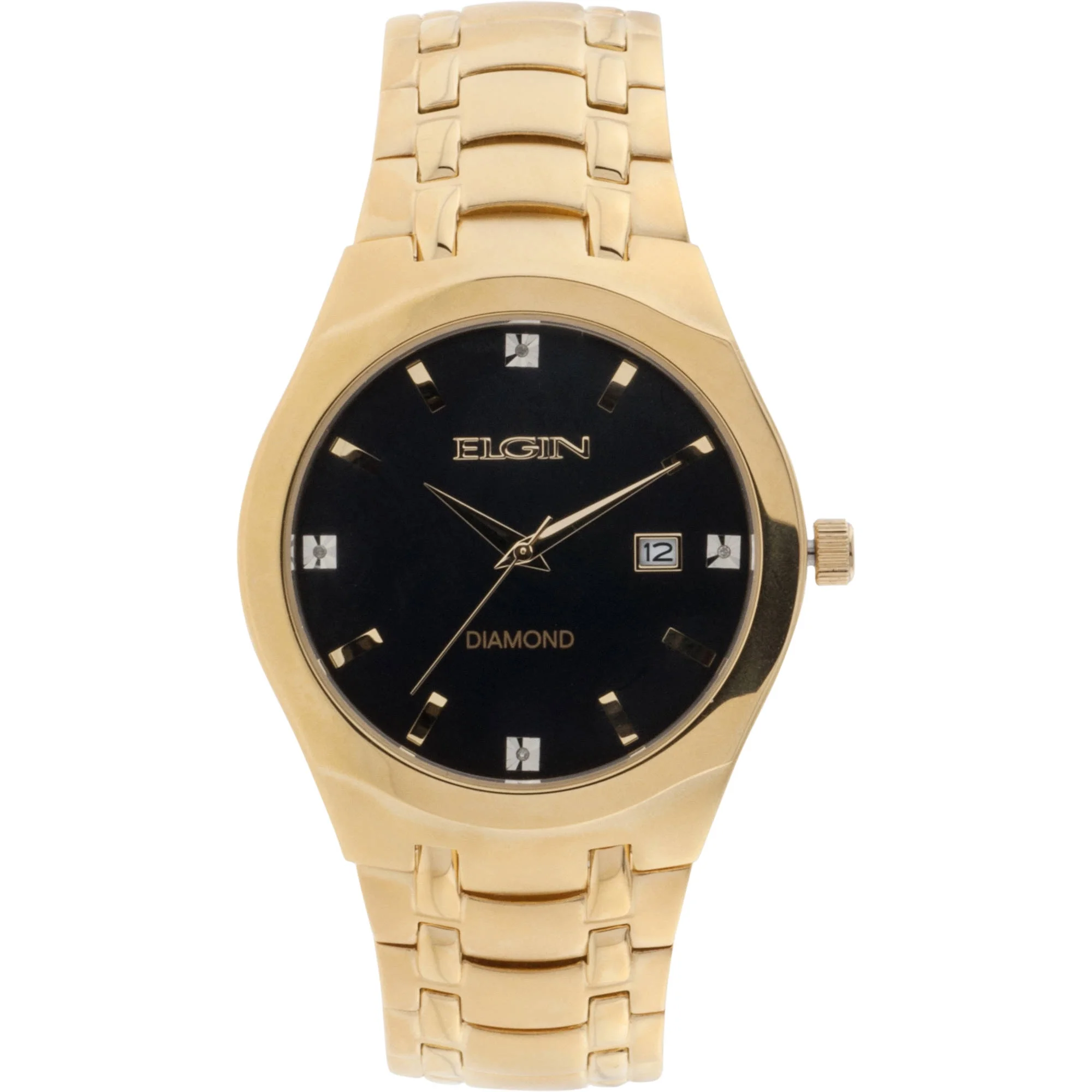 Elgin Adult Male Gold-Tone Analog Watch with Diamond Dial - FG8021GT