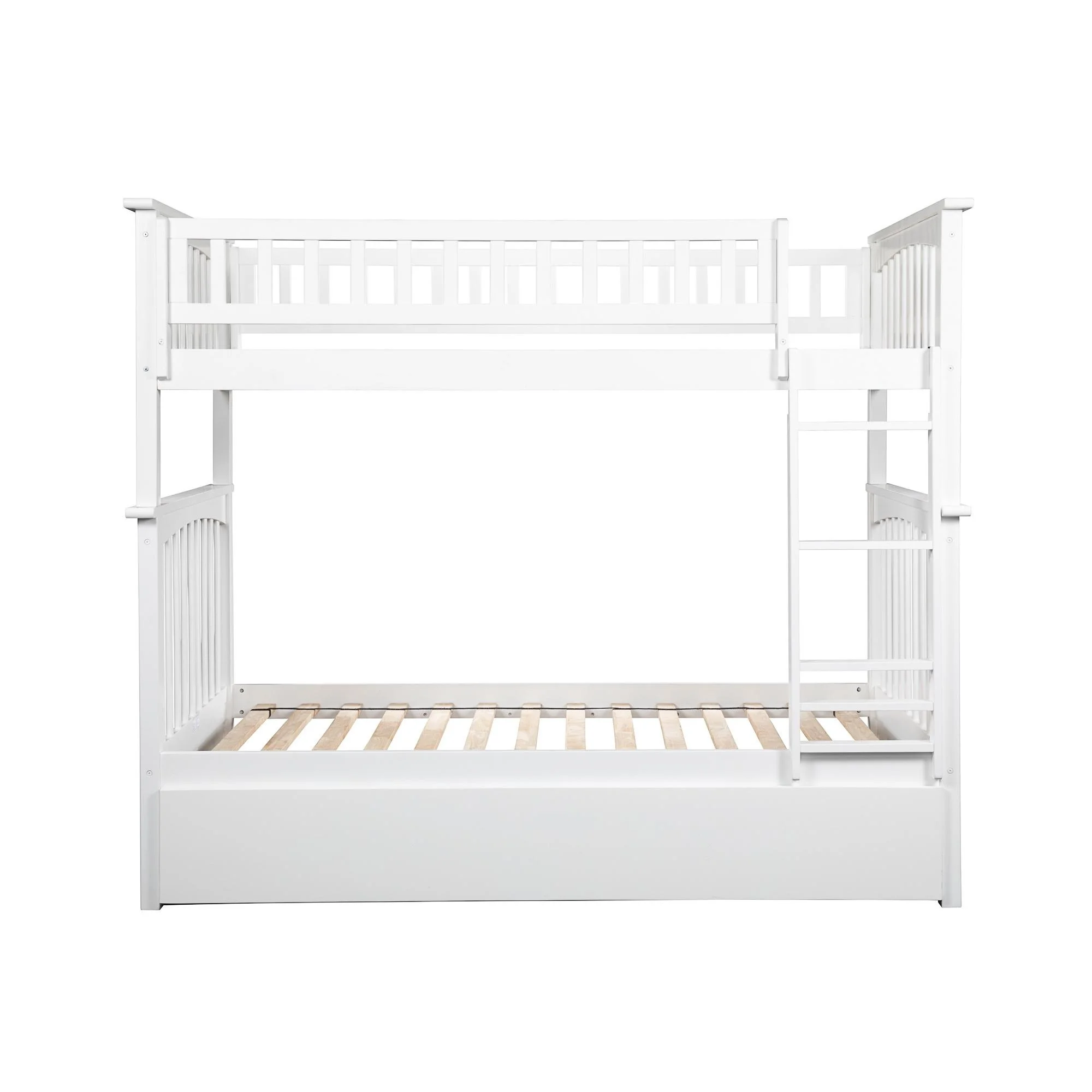 Columbia Bunk Bed Twin over Twin with Twin Size Urban Trundle Bed in White