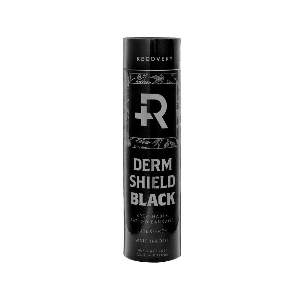Recovery Derm Shield Tattoo Aftercare Bandage Roll - Black, Waterproof Adhesive Bandages - 10 Inches x 8 Yards