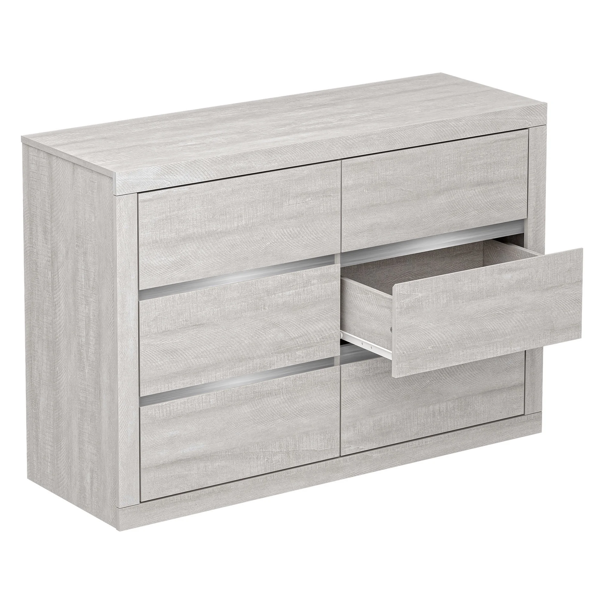 Carlino 6-Drawer Dusty Grey Oak Dresser (31.7 In. X 46.5 In. X 16.3 In.)