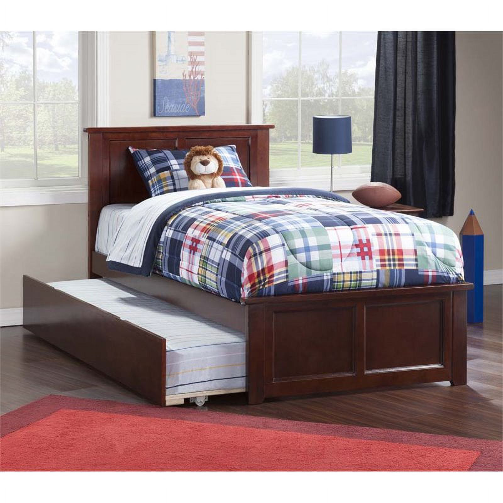 Rosebery Kids Twin Platform Bed with Trundle in Walnut