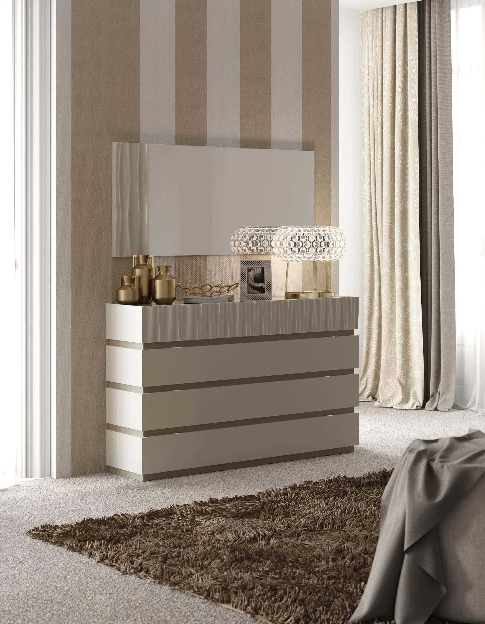 Taupe Mat & Gloss Single Dresser MARINA ESF Contemporary Garcia Sabate Spain