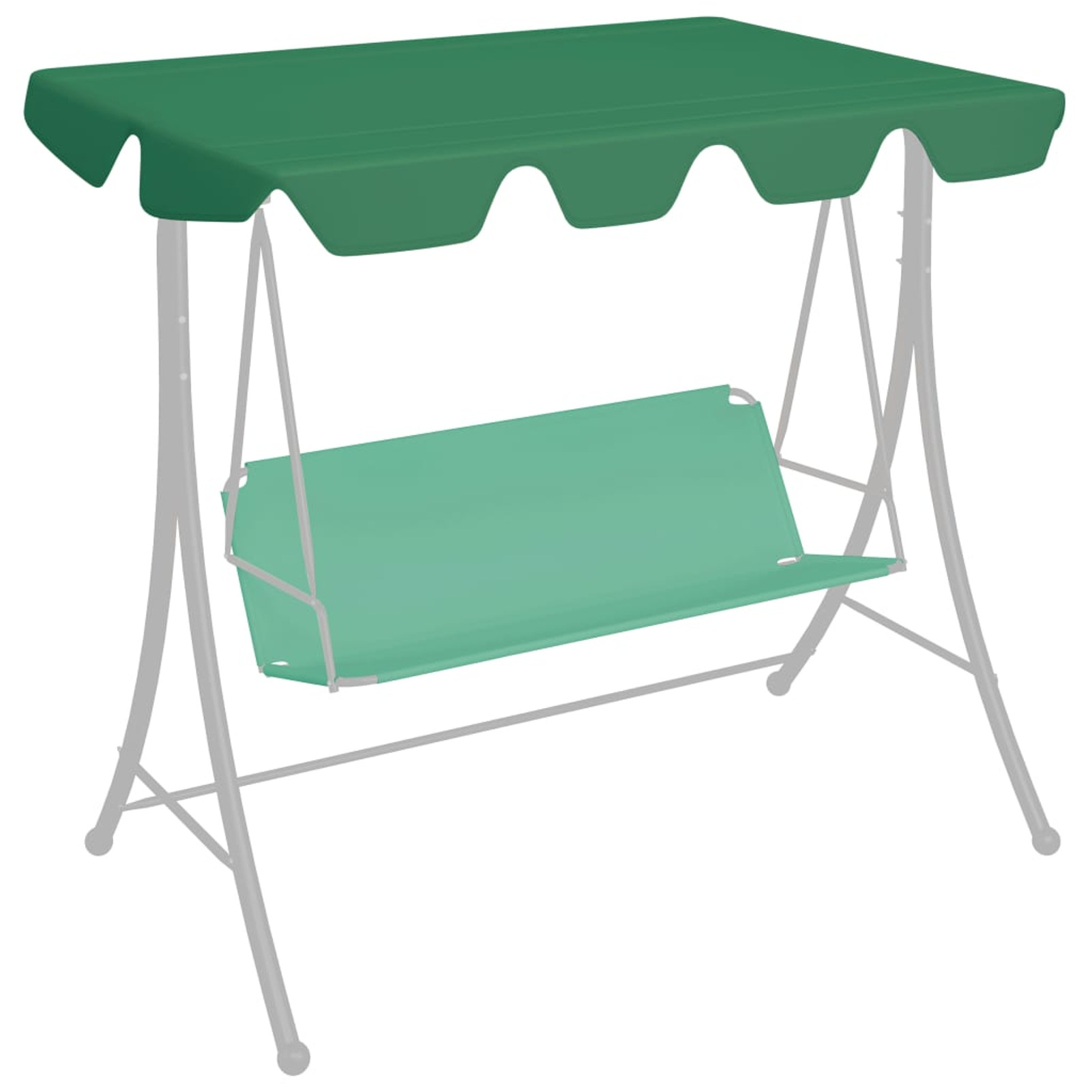 moobody Replacement Cover Canopy Top Fabric Sun Shade for Garden Swing Chair, Hammock Green 74/66.1 x 43.3/57.1 Inches (L x W)