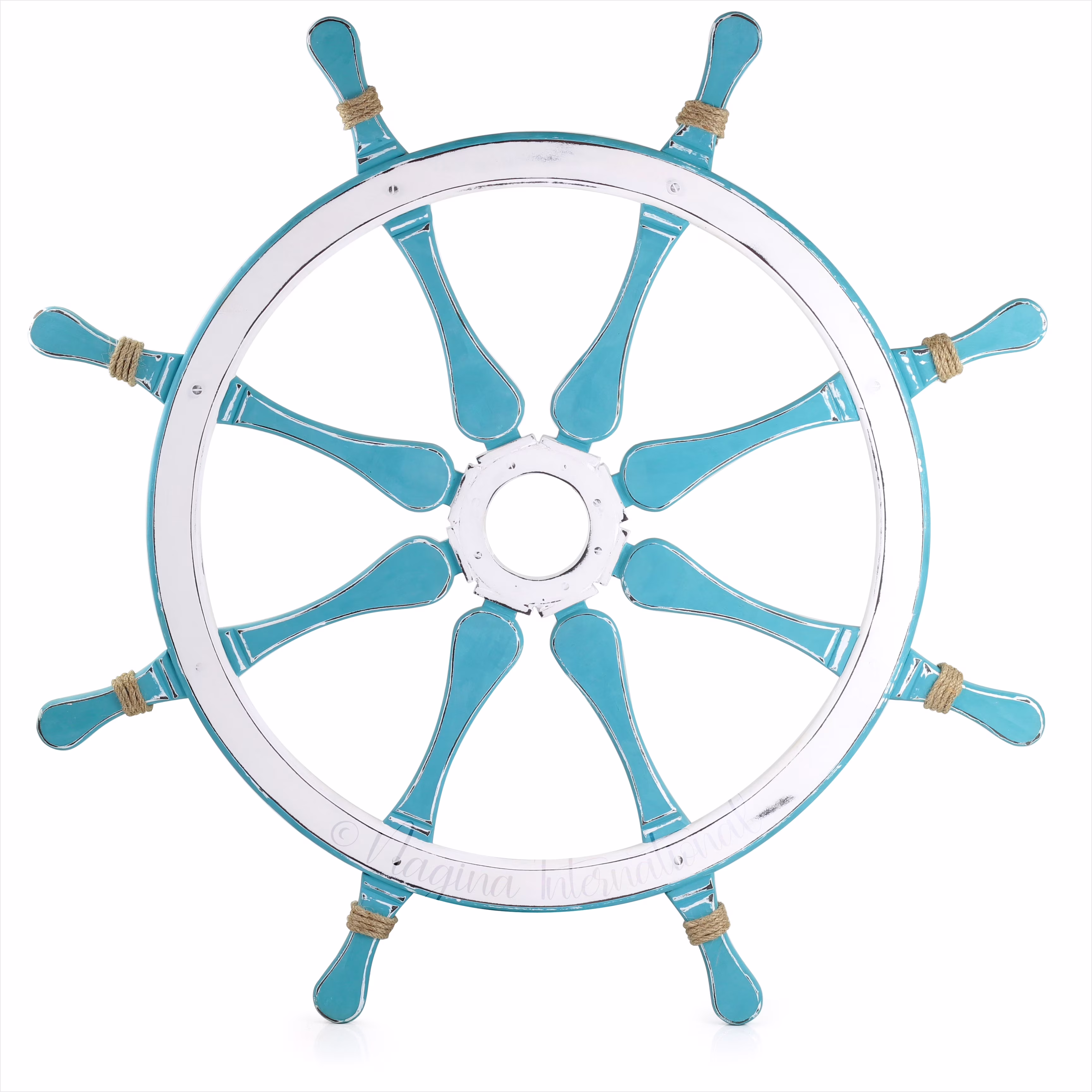Nagina International Benzara Smart Styled Wood Ship Wheel Wall Decor