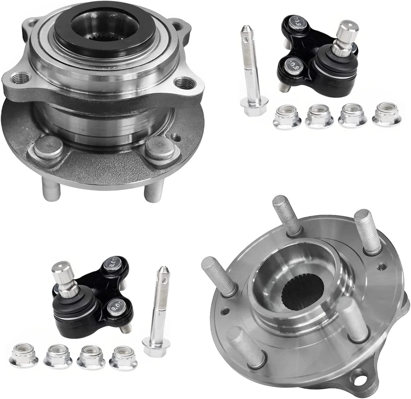 Detroit Axle - Front Wheel Bearing & Hubs Lower Ball Joints Replacement for Hyundai Sonata Tucson Kia Optima Sportage - 4pc Set