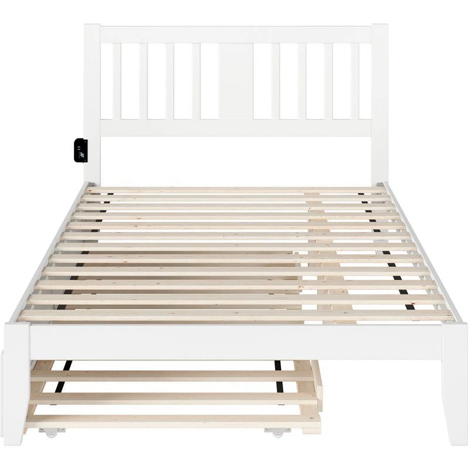 Pemberly Row Full Spindle Bed and Trundle with USB Charger in White