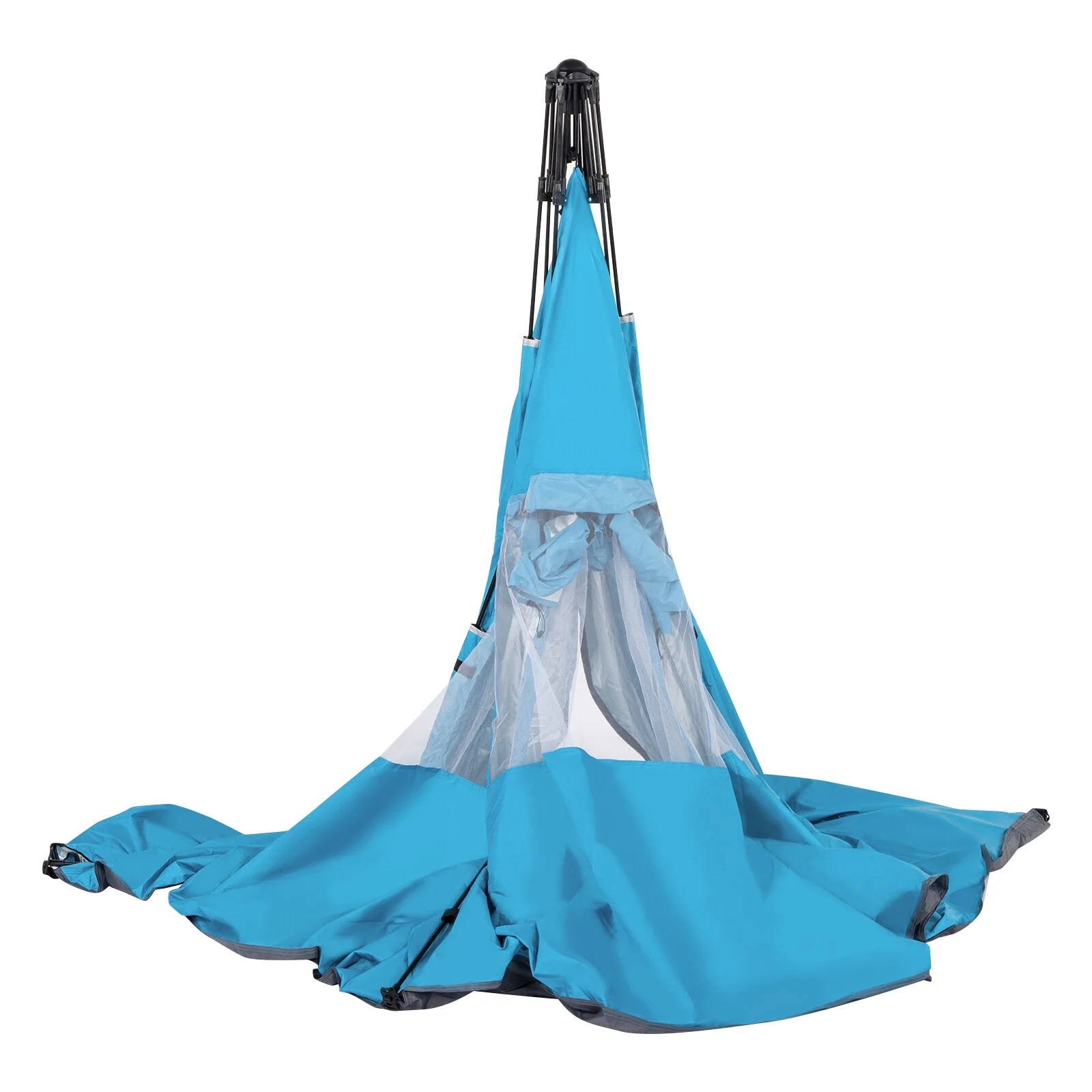 Quick-Open Beach Tent, Fiberglass Pole Oxford Cloth Beach Camping Tent, Blue