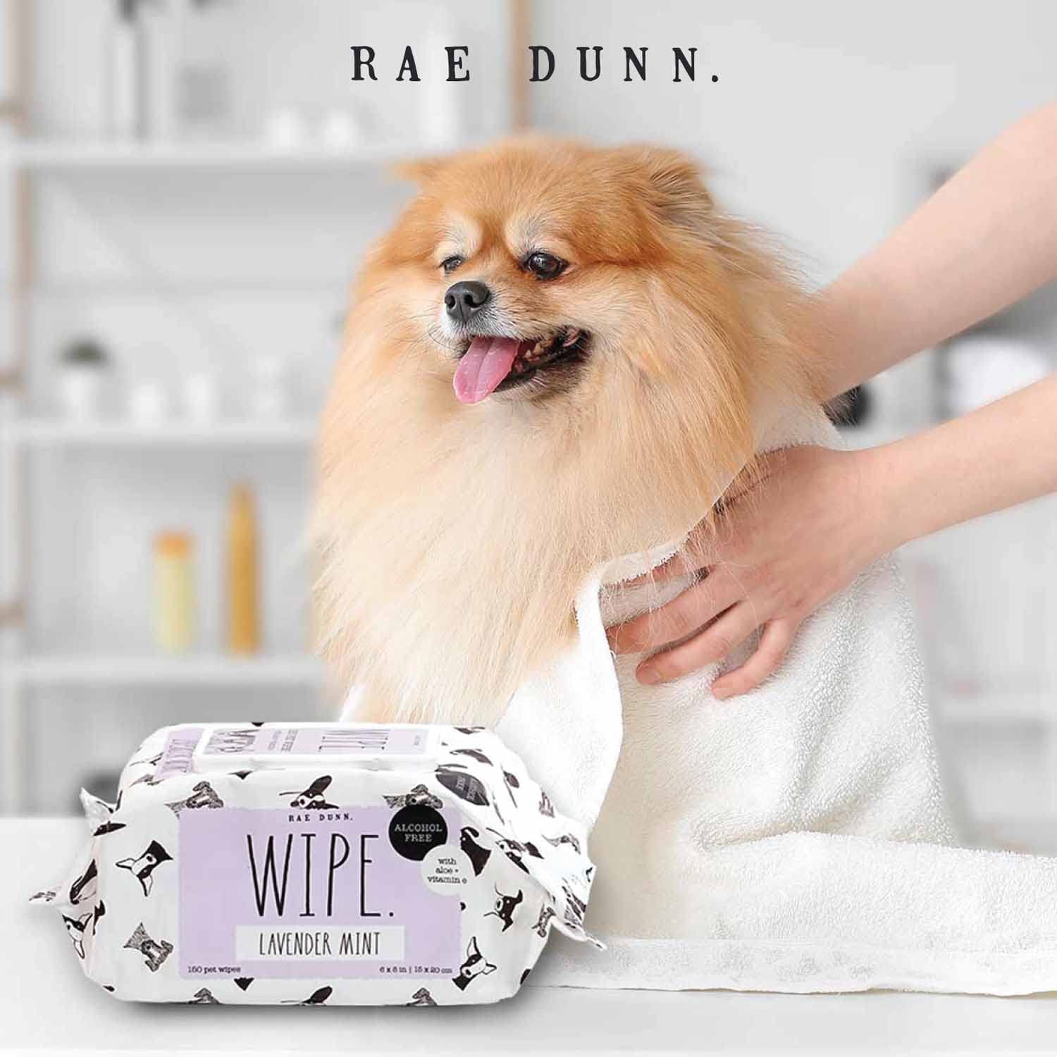 Rae Dunn Pet Wipes, Alcohol Free with Aloe and Vitamin E, Lavender Mint, 150 Count