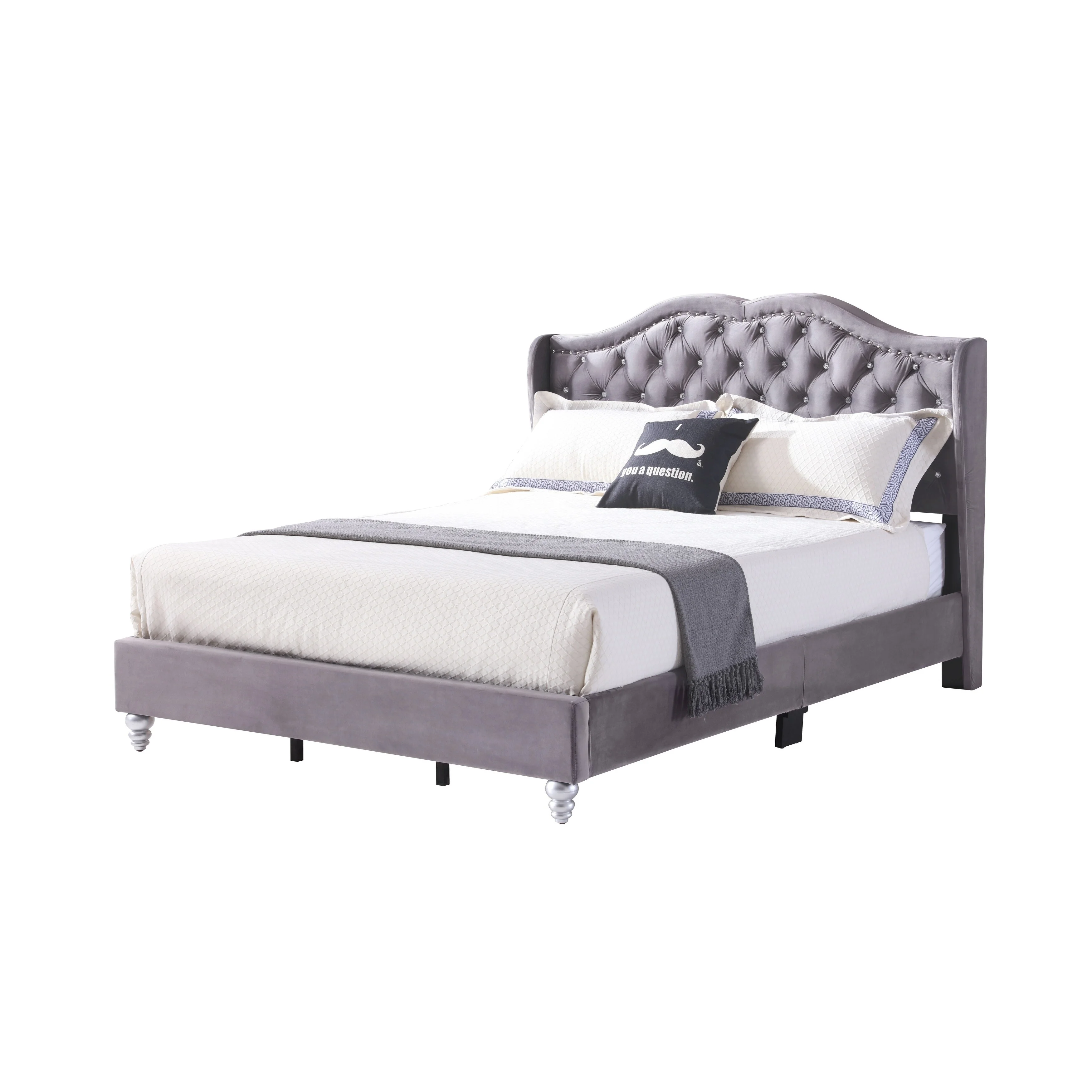 LYKE Home King Upholstered Bed , Gray