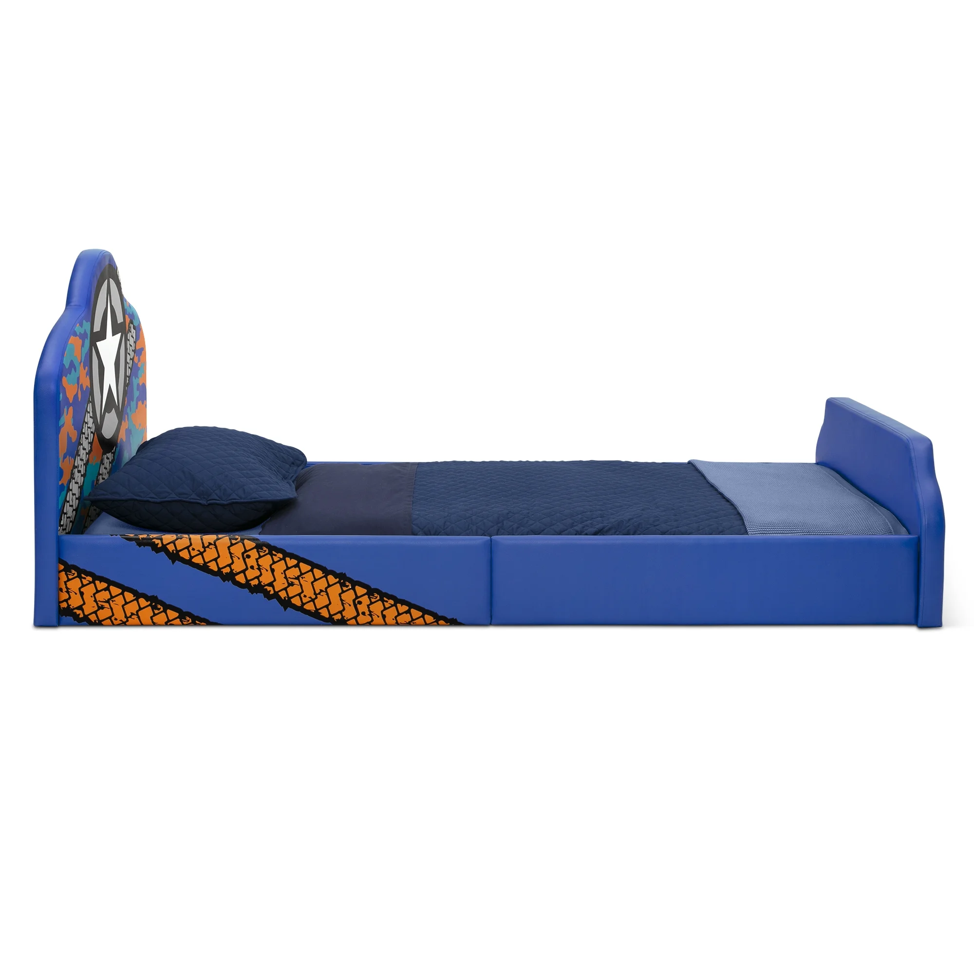 Jeep Upholstered Twin Bed by Delta Children, Blue