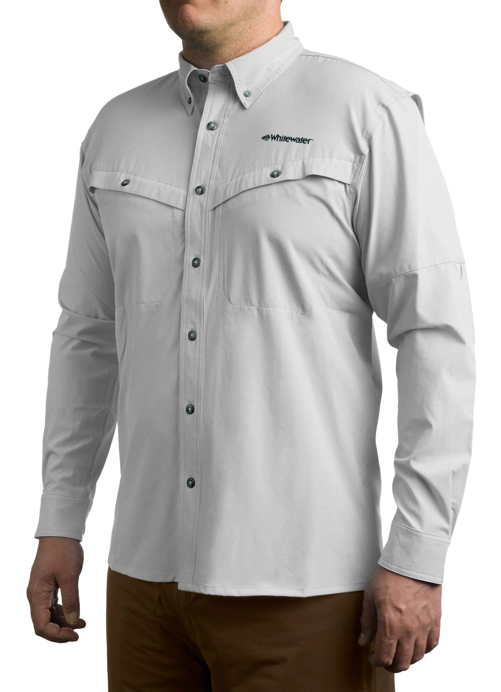 Whitewater Lightweight Moisture Wicking Long Sleeve Fishing Shirt with UPF 50 (Glacier Grey, XX-Large)