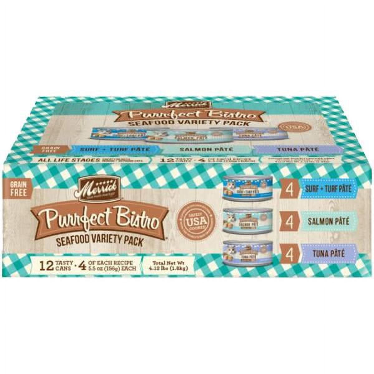 Merrick 12-Count 5.5 oz Purrfect Bistro Seafood Grain Free Wet Cat Food Variety Pack