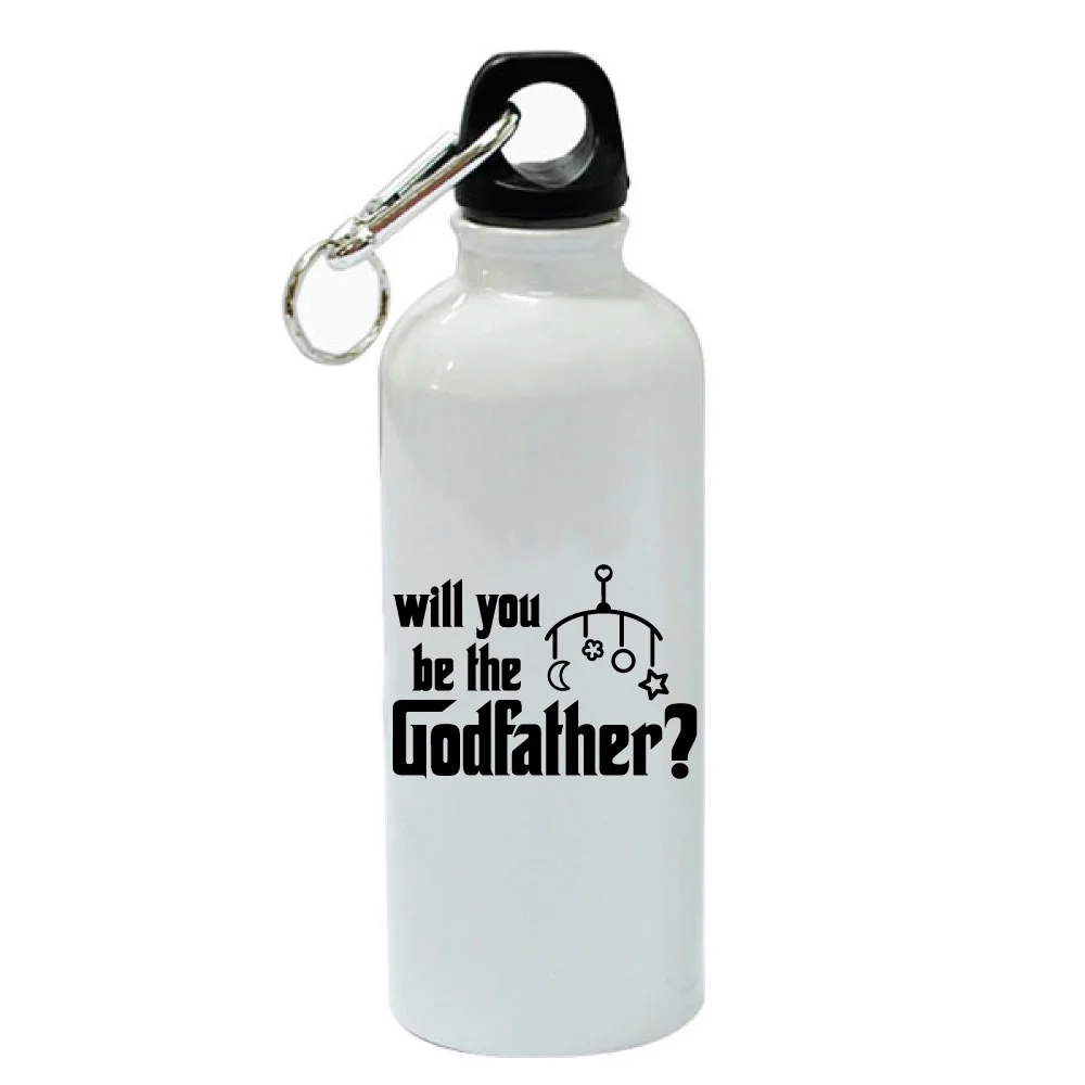 Will You Be My Godfather? White Aluminum Sports 20 oz Water Bottle