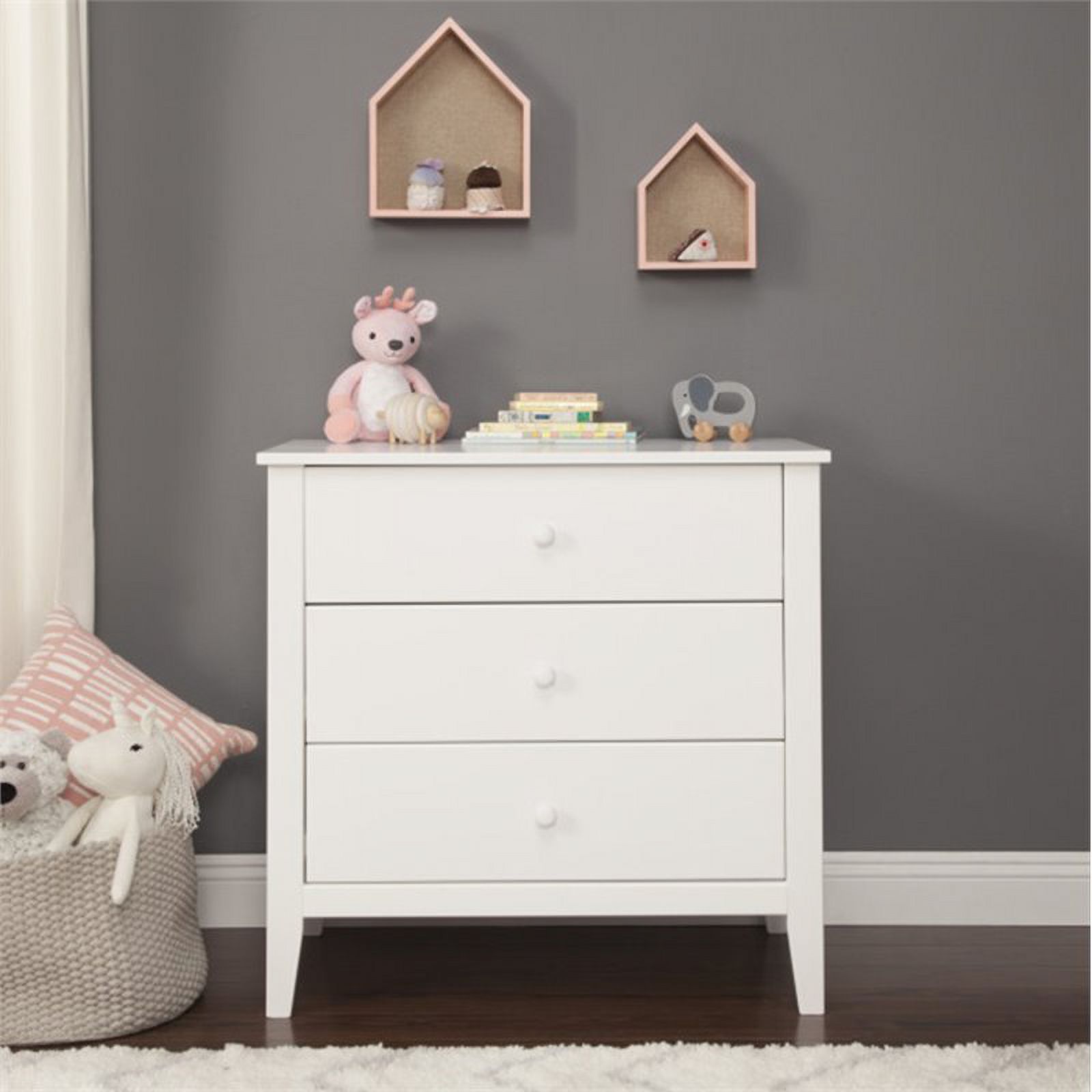 4-in-1 Convertible Crib and Dresser with Removable Changing Tray Set in White