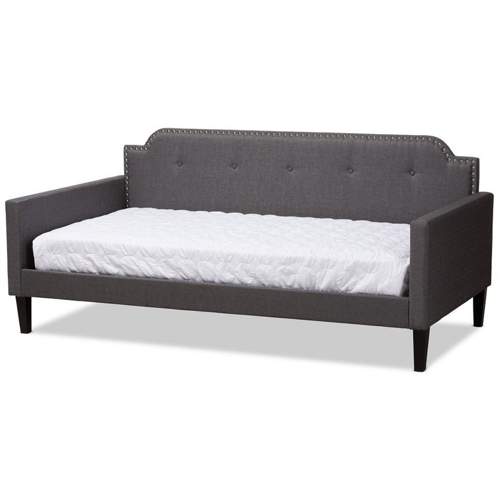 Bowery Hill Contemporary Fabric Tufted Twin Daybed with Wood Frame in Gray
