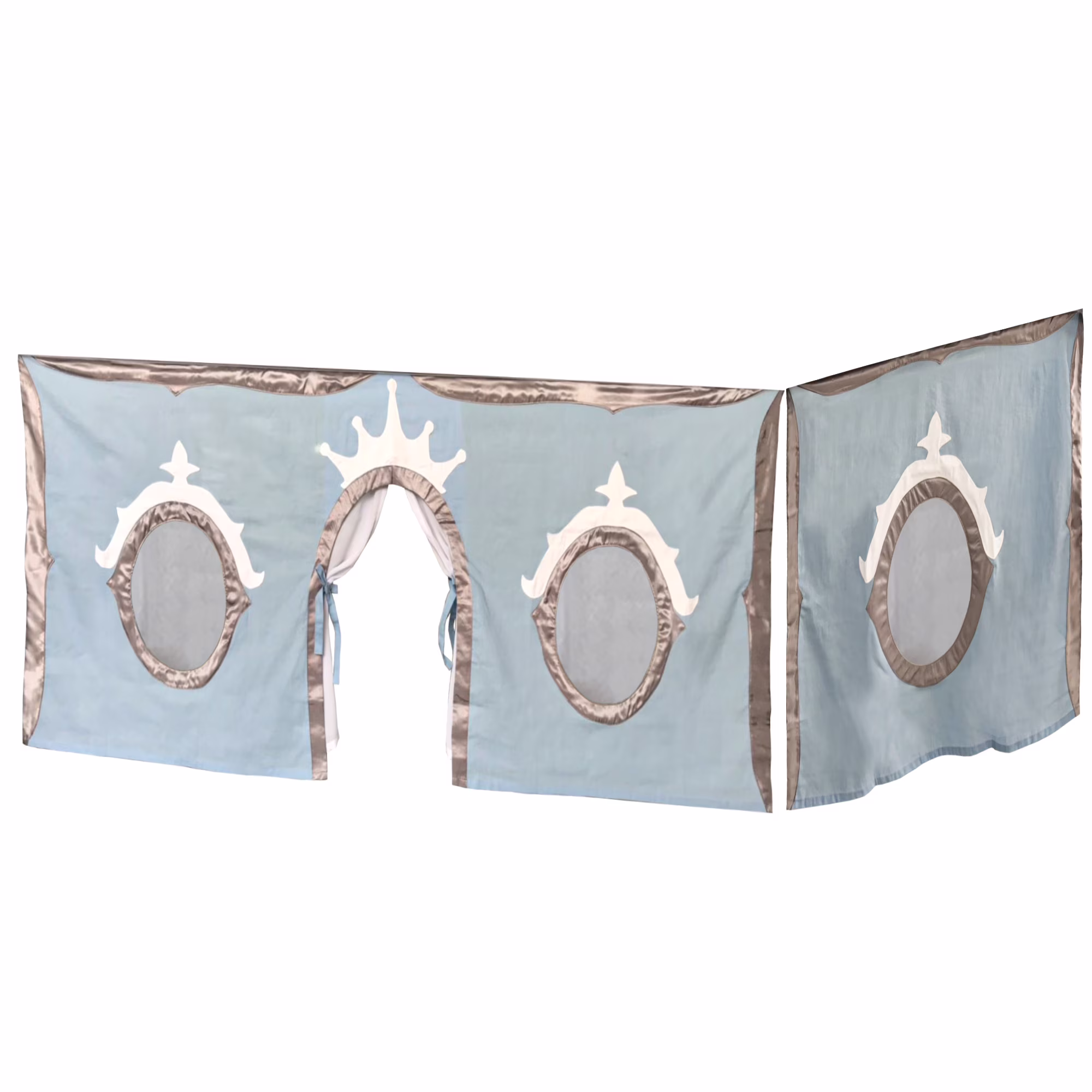 Max & Lily Curtains for Loft Bunk Bed, Stylish Pre-Washed Cotton Underbed Curtains, Blue/Silver