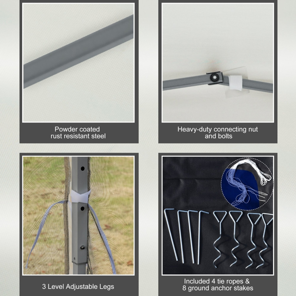 RUXAN 3X3M Pop Up Canopy Party Tent with Netting, Instant Gazebo Ez up Screen House Room with Carry Bag Height Adjustable-AS