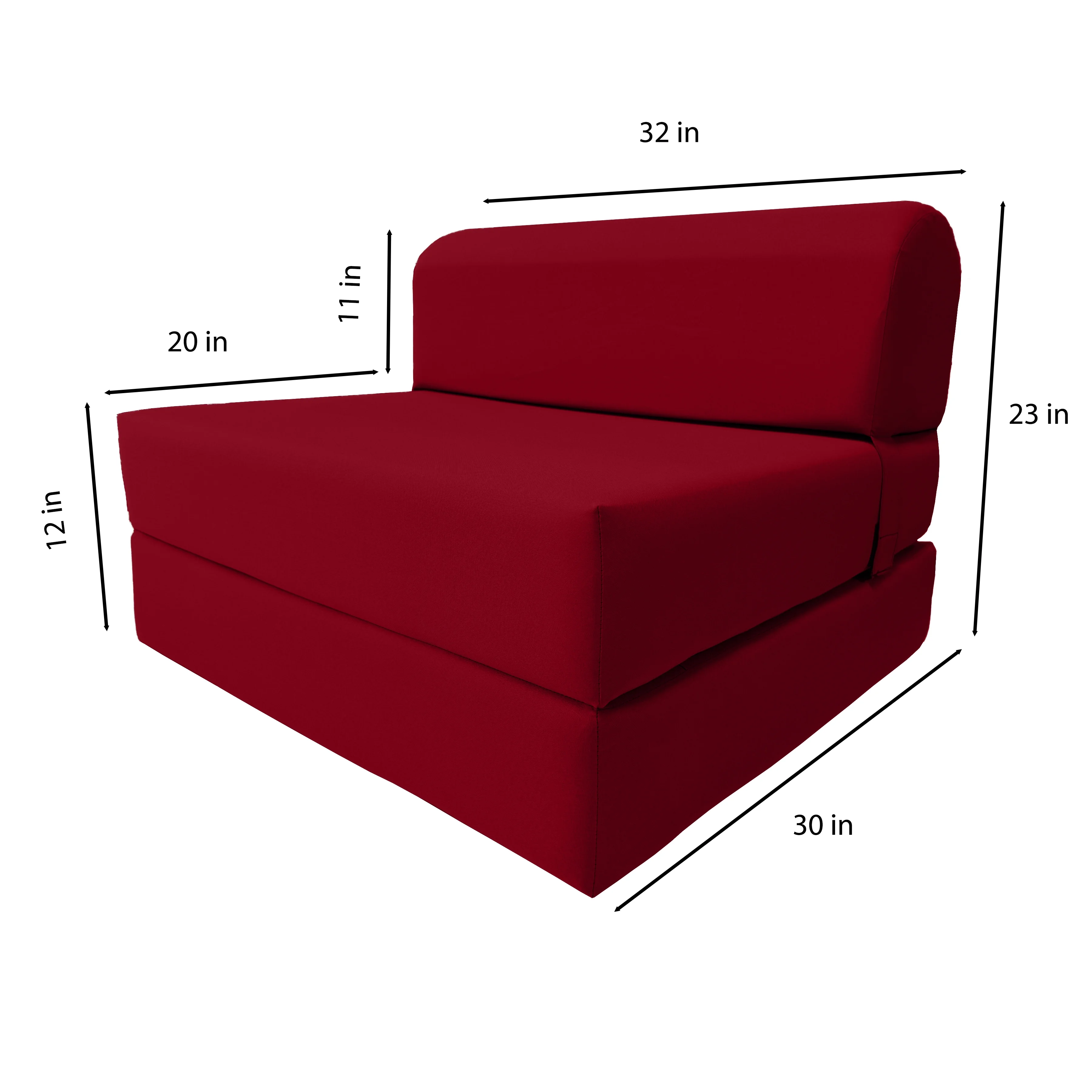 Red Sleeper Chair Folding Foam Beds, Portable Studio Sofa Guest Bed, 6 x 32 x 70