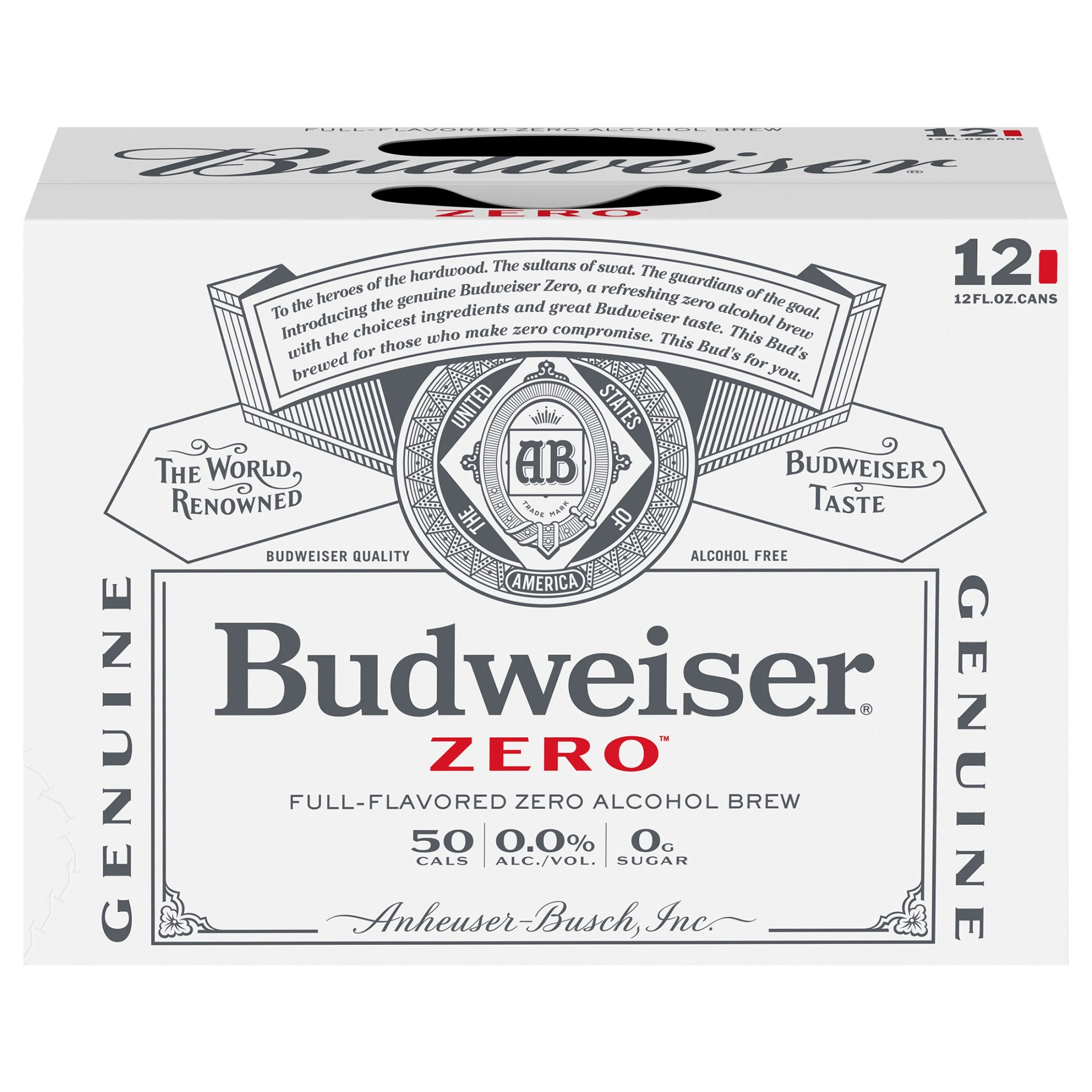 Budweiser Zero Alcohol Free Domestic Beer 12 Pack 12 fl. oz. Aluminum Cans 0.0% ABV