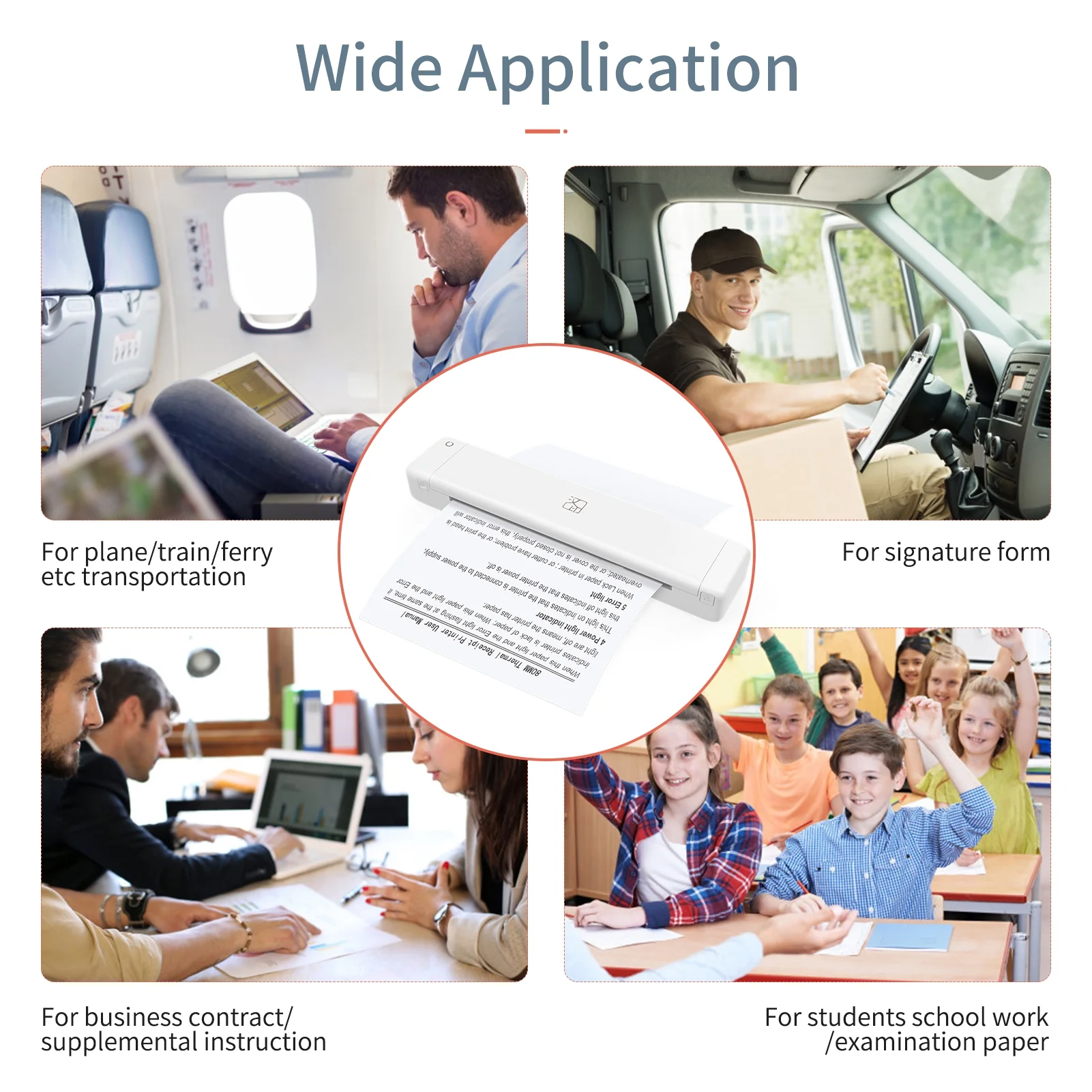 HPRT MT800Q A4 Portable Thermal Transfer Printer Wireless&USB Connect Support 8.5'' x 11'' US Letter,Black