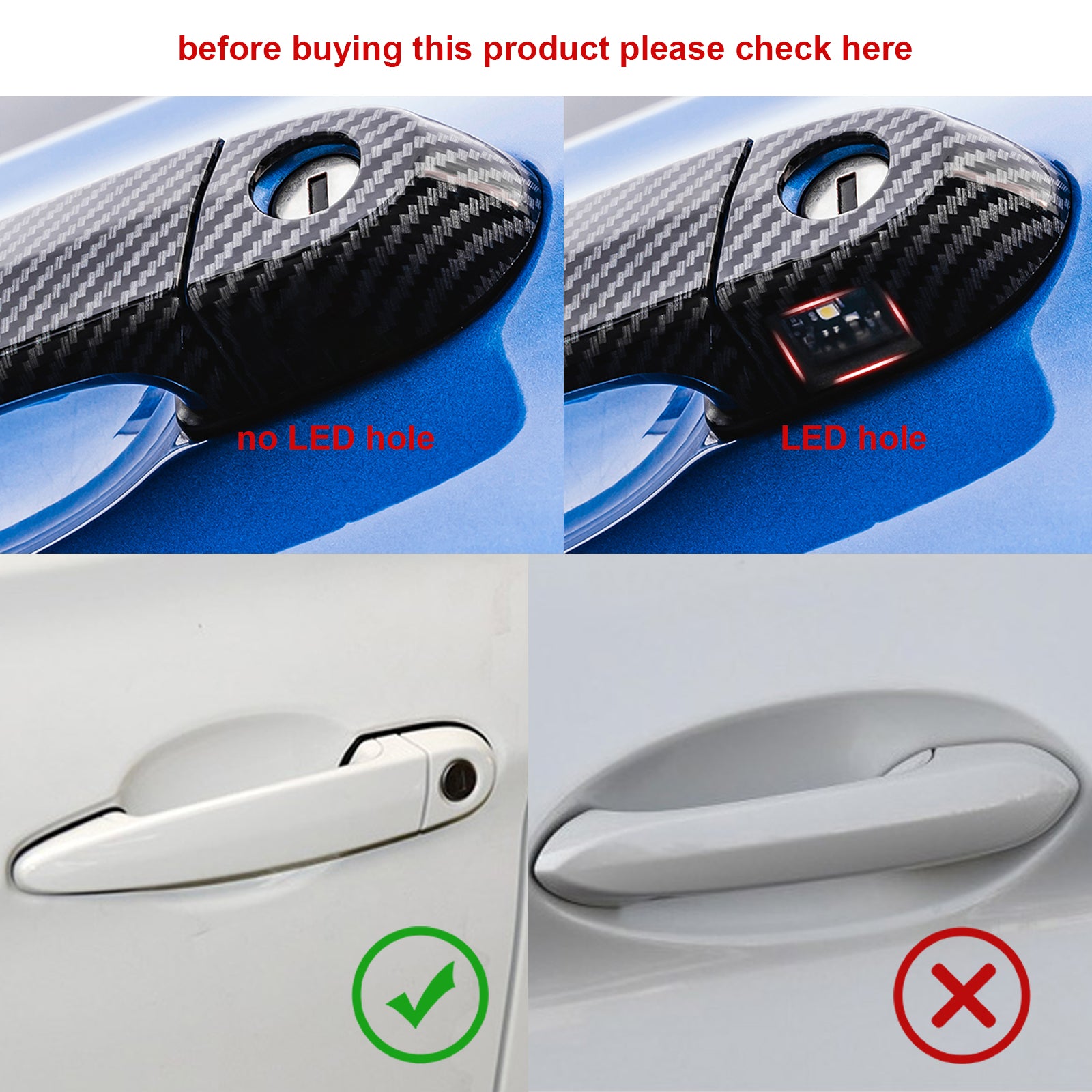 Xotic Tech Exterior Door Handle Cover Trim, Carbon Fiber Pattern, Compatible with BMW 3 Series E90 E91 Sedan X1 X2 X3 X4 X5 X6 2005-2019