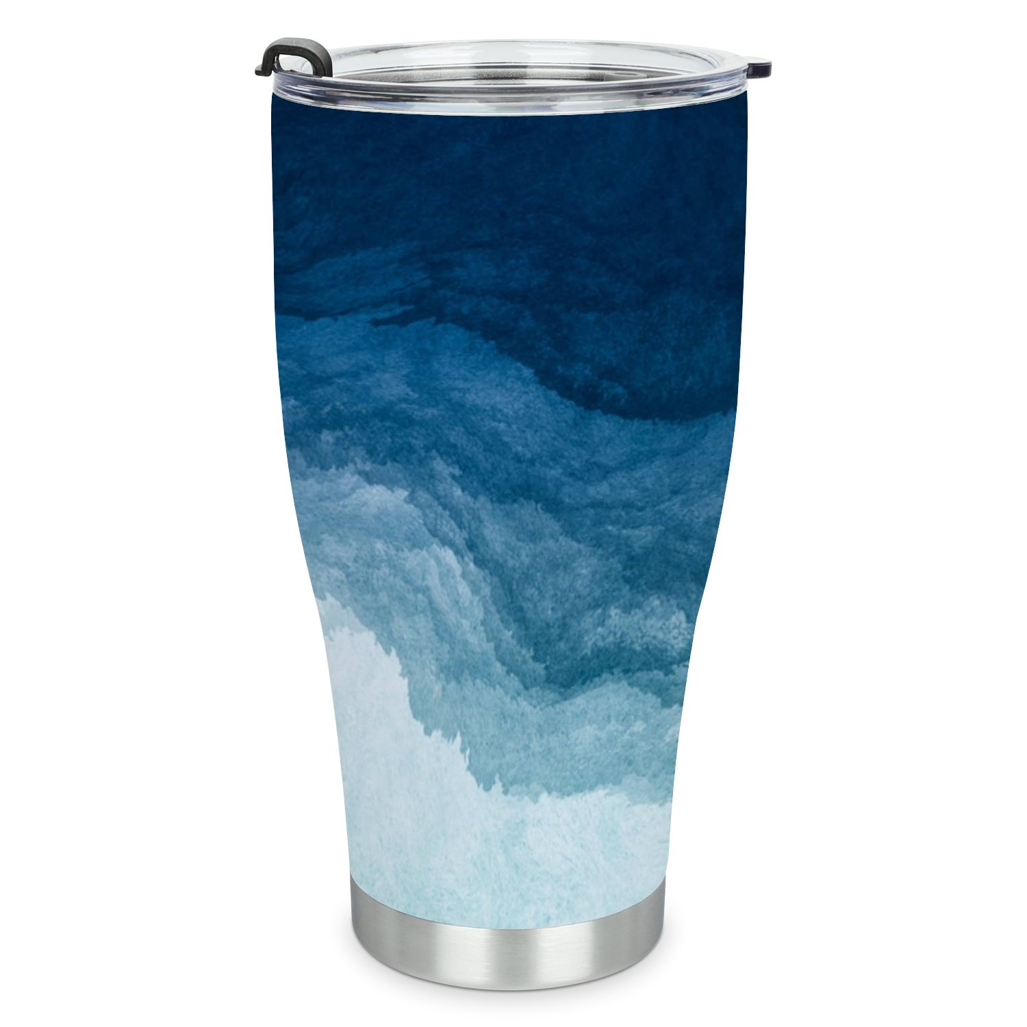 Hidove Stainless Steel Tumbler, Abstract Art Blue Paint 30oz Leak Proof & Stainless Steel Bottle for Hot & Cold Drinks - Coffee Travel Mug, Water Metal Canteen, Thermal Cup