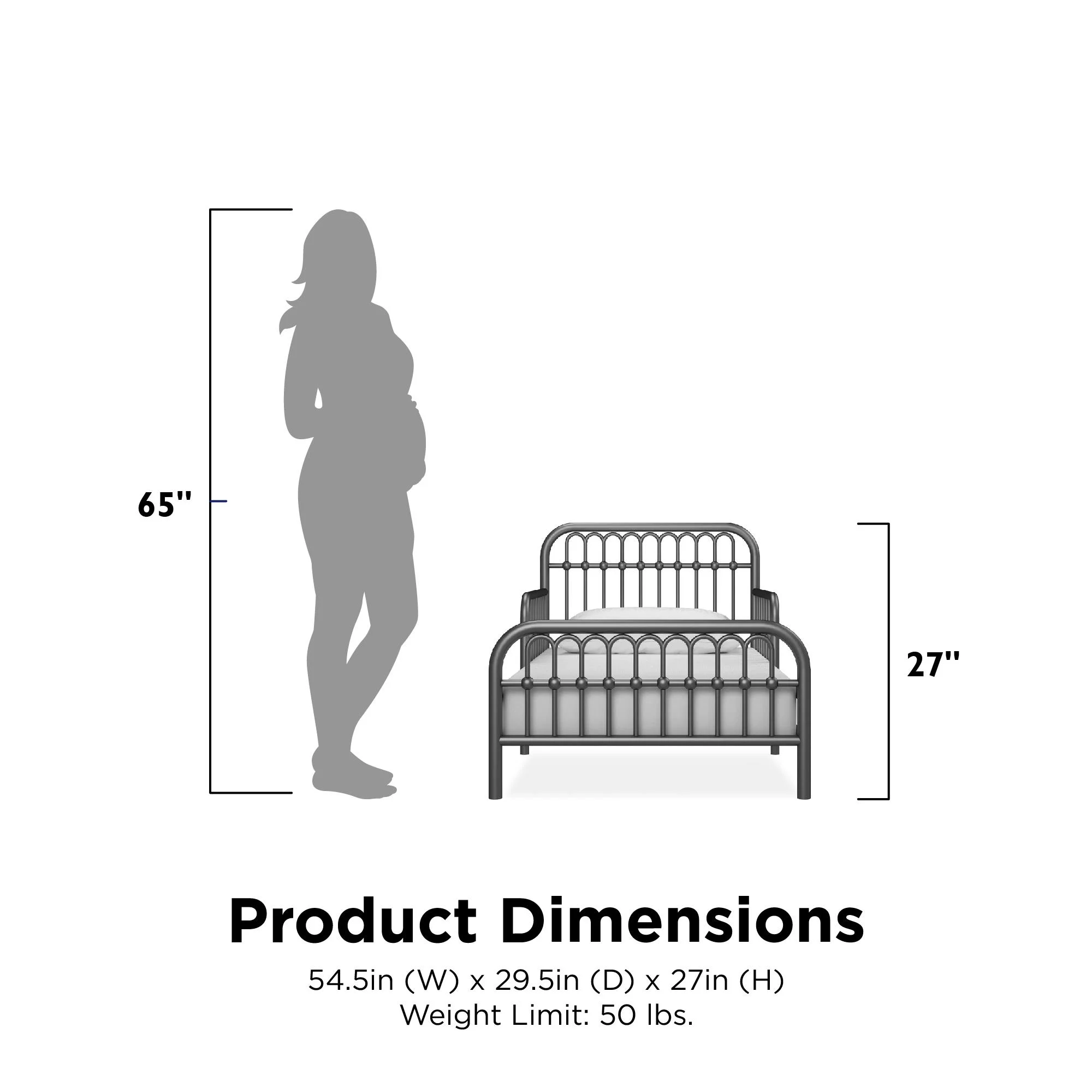 Little Seeds Monarch Hill Ivy Metal Toddler Bed, Graphite Gray