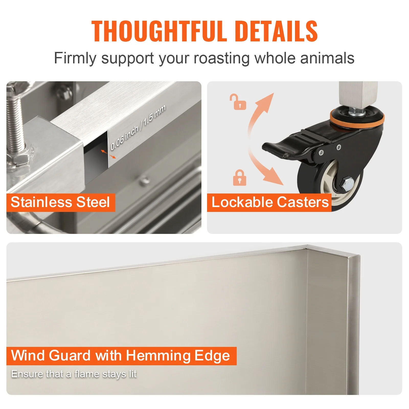 SKYSHALO Roaster Spit Rotisserie BBQ Grill Pig Lamb Chicken Roaster 46 inches 50W 60KG