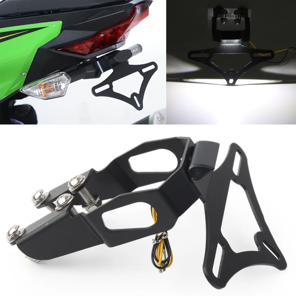 ZS Z400 Rear Fender Eliminator License Plate Bracket w/ LED For Kawasaki Ninja 400 2017 2018 2019 CNC Motorbike Accessories