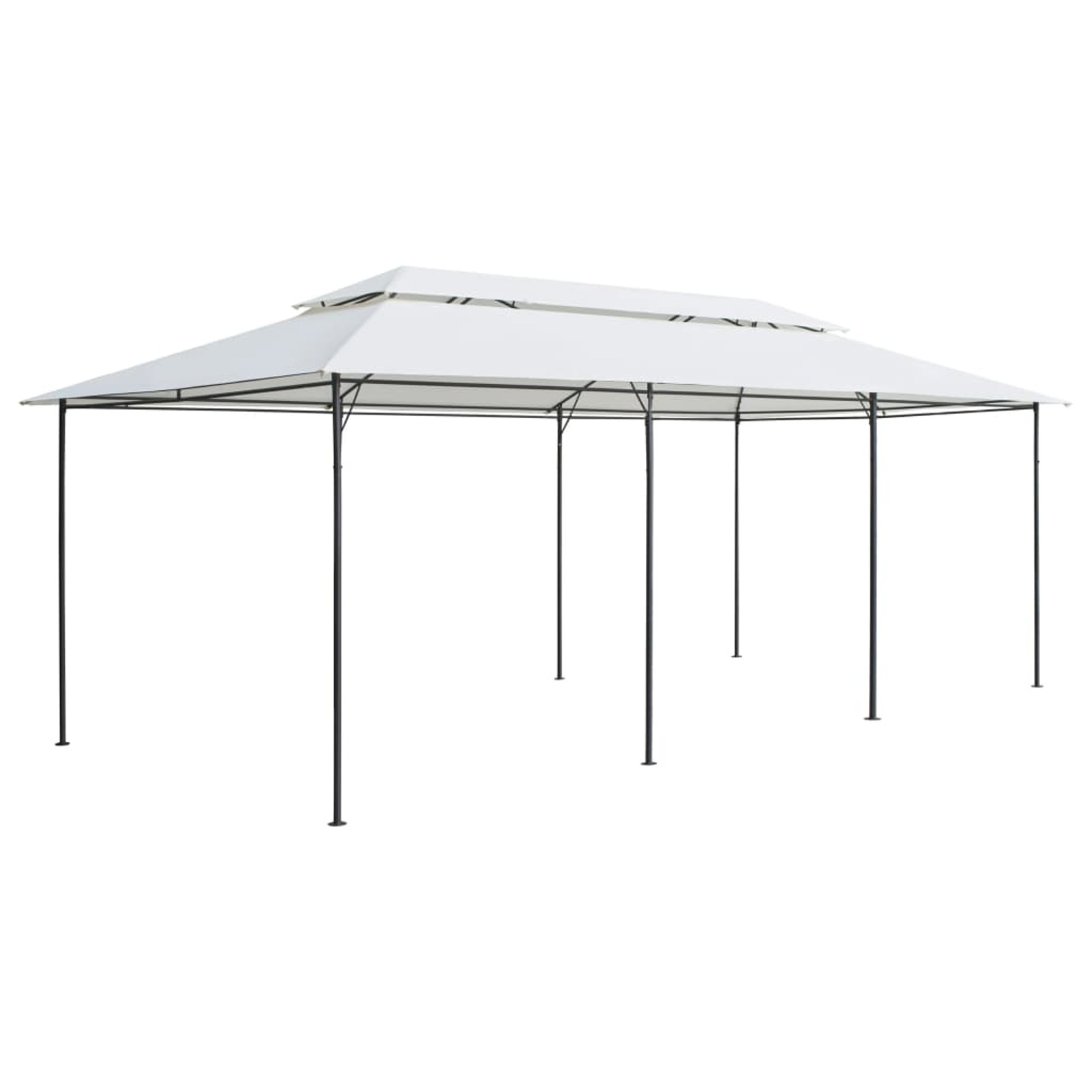 Dcenta Party Tent Outdoor Gazebo Canopy Steel Frame Sun Shade Shelter White for Patio, Wedding, BBQ, Camping, Festival Events 236.2 x 117.3 x 106.3 Inches (L x W x H)