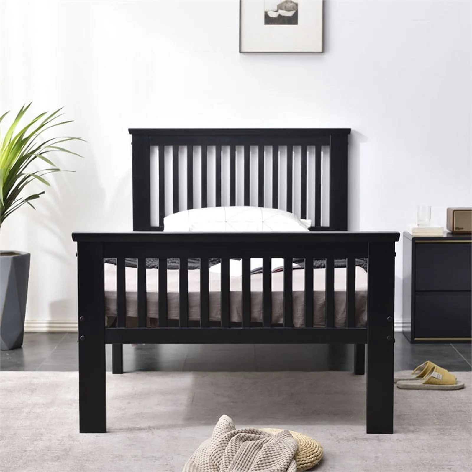 Home Square 3-Piece Set with Twin Bed 5-Drawer Tall Chest Wardrobe & Nightstand