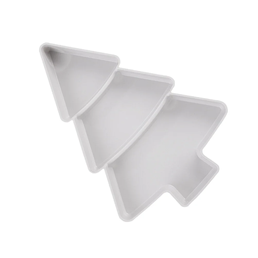 Creative Christmas Tree Shape Fruit Plate Household Plastic Nuts Snacks Plates Portable Dishes Serving Tray (White)