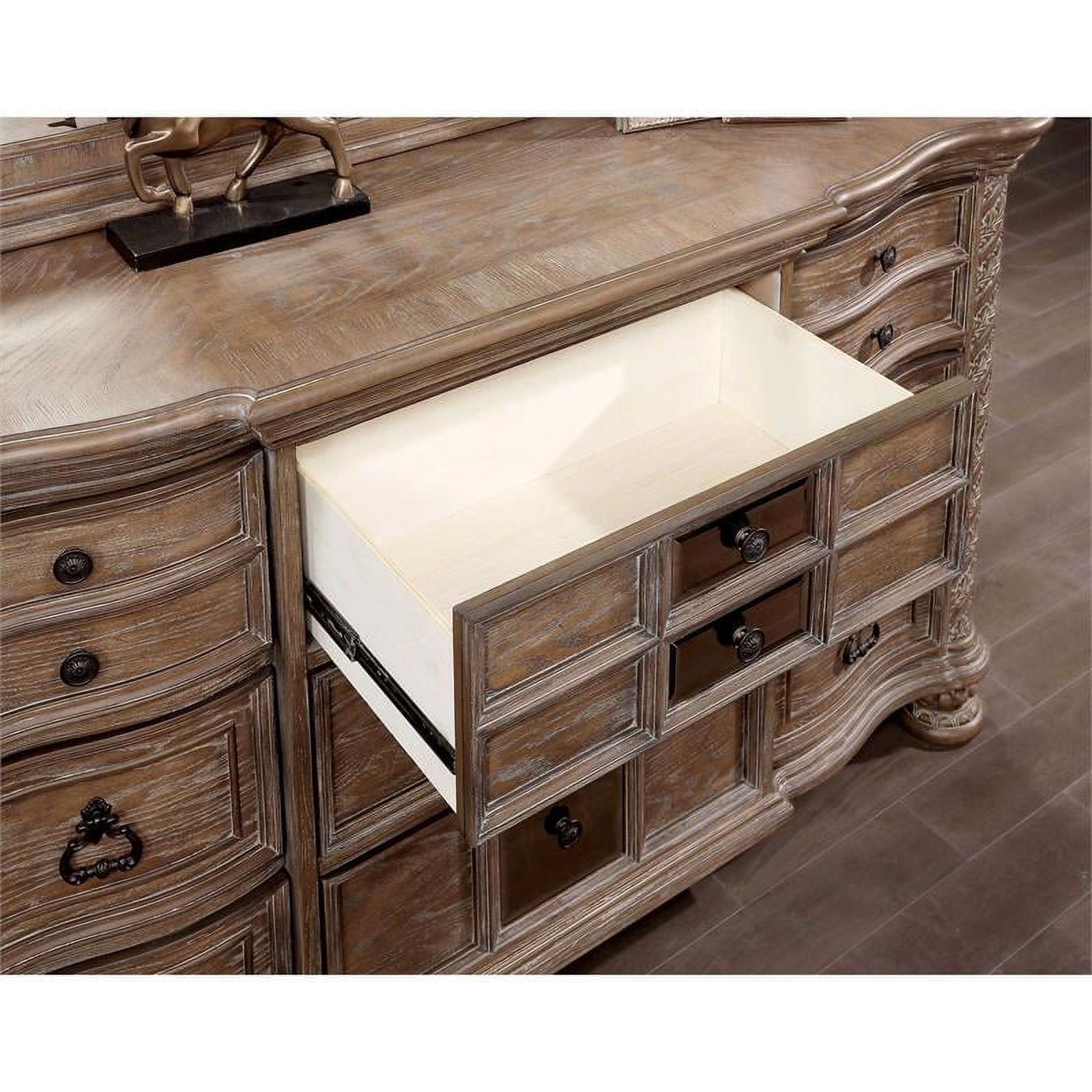 Furniture of America Racha Transitional Wood 9-Drawer Dresser in Natural Tone