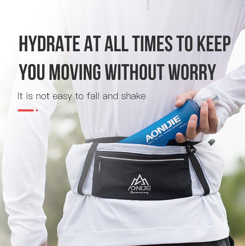 AONIJIE Hydration Running Belt Adjustable, Reflective & Lightweight Runners Waist Pouch for Men Womens, for Marathon Running Hiking Camping