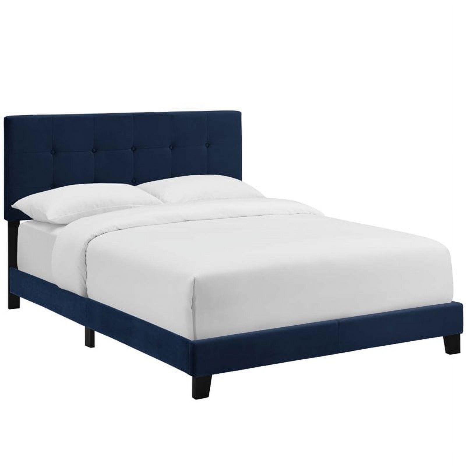 Hawthorne Collections Modern Performance Velvet Twin Bed in Midnight Blue