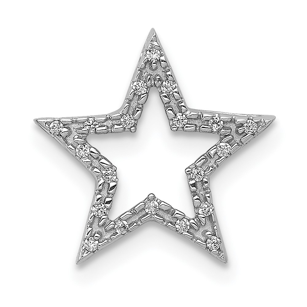 14k White Gold Small Diamond Star Chain Slide Pendant QPM5179-005-WA