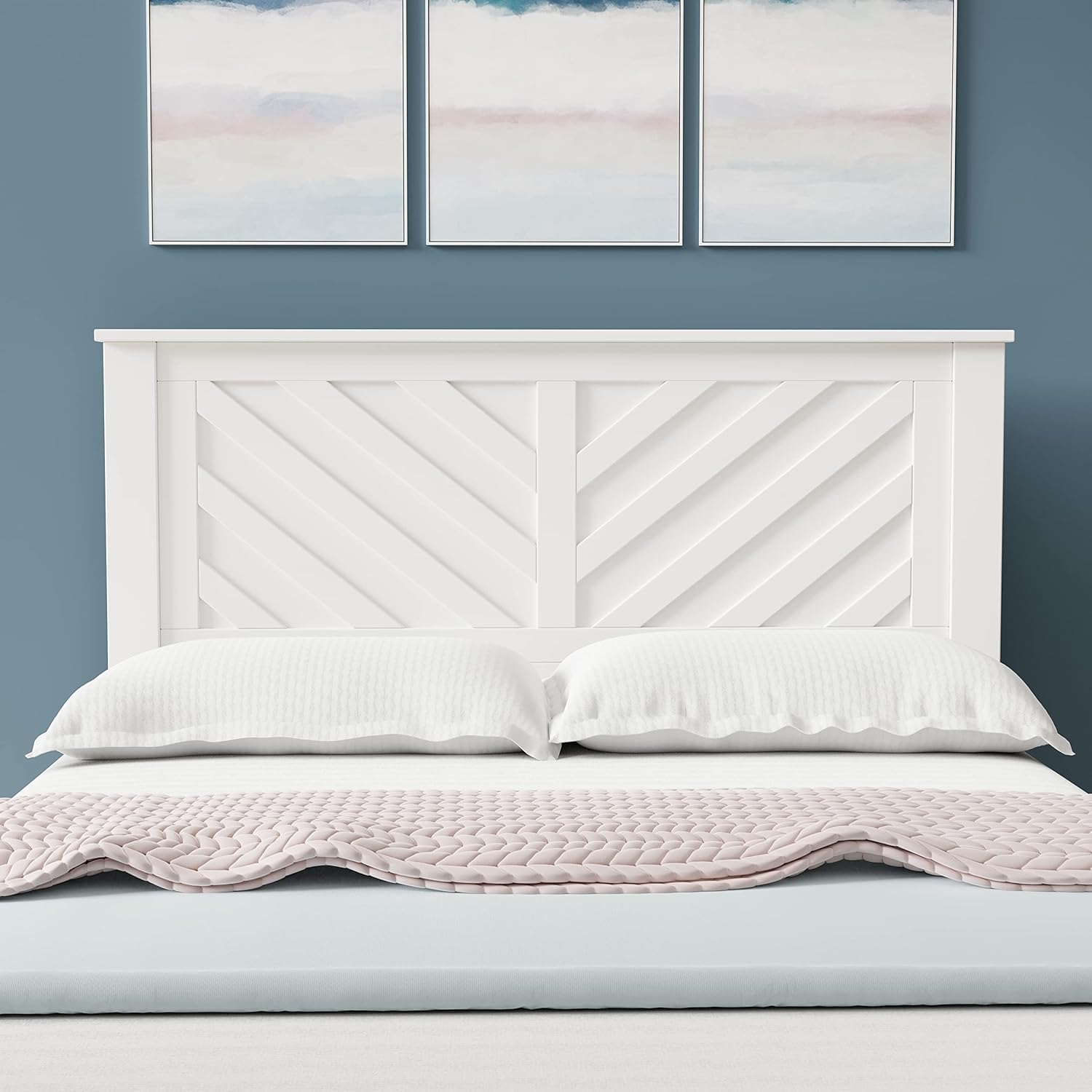 Laferme Wood Panel Headboard In White - Full Size