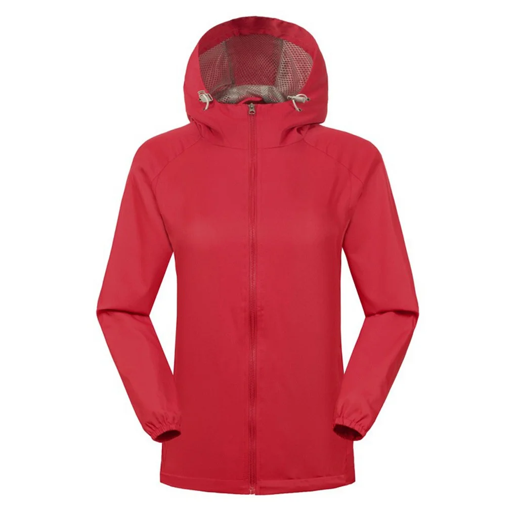 Abcnature Womens Waterproof Hooded Raincoat Windproof Jacket Red 3XL